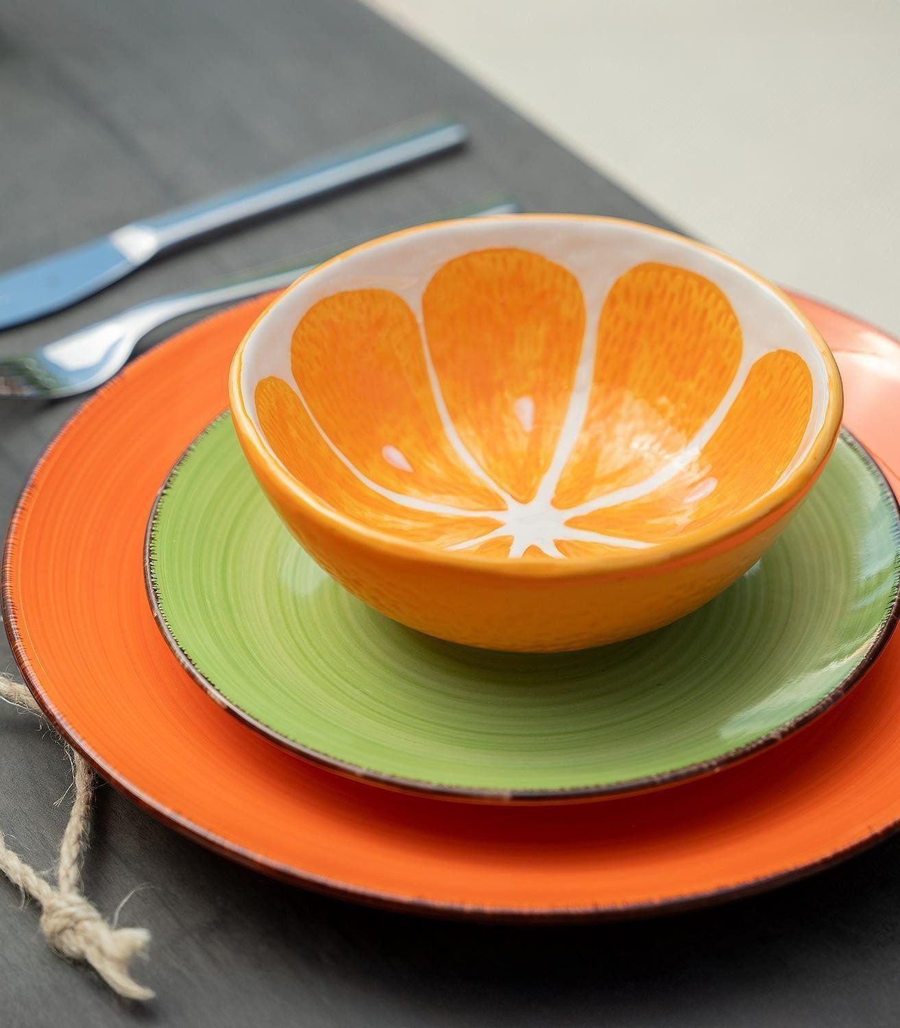 Kaemingk Müslischale CITRI, Ø 15 cm, Orange, Weiß, Dolomit, (1-tlg), in Form einer Orange