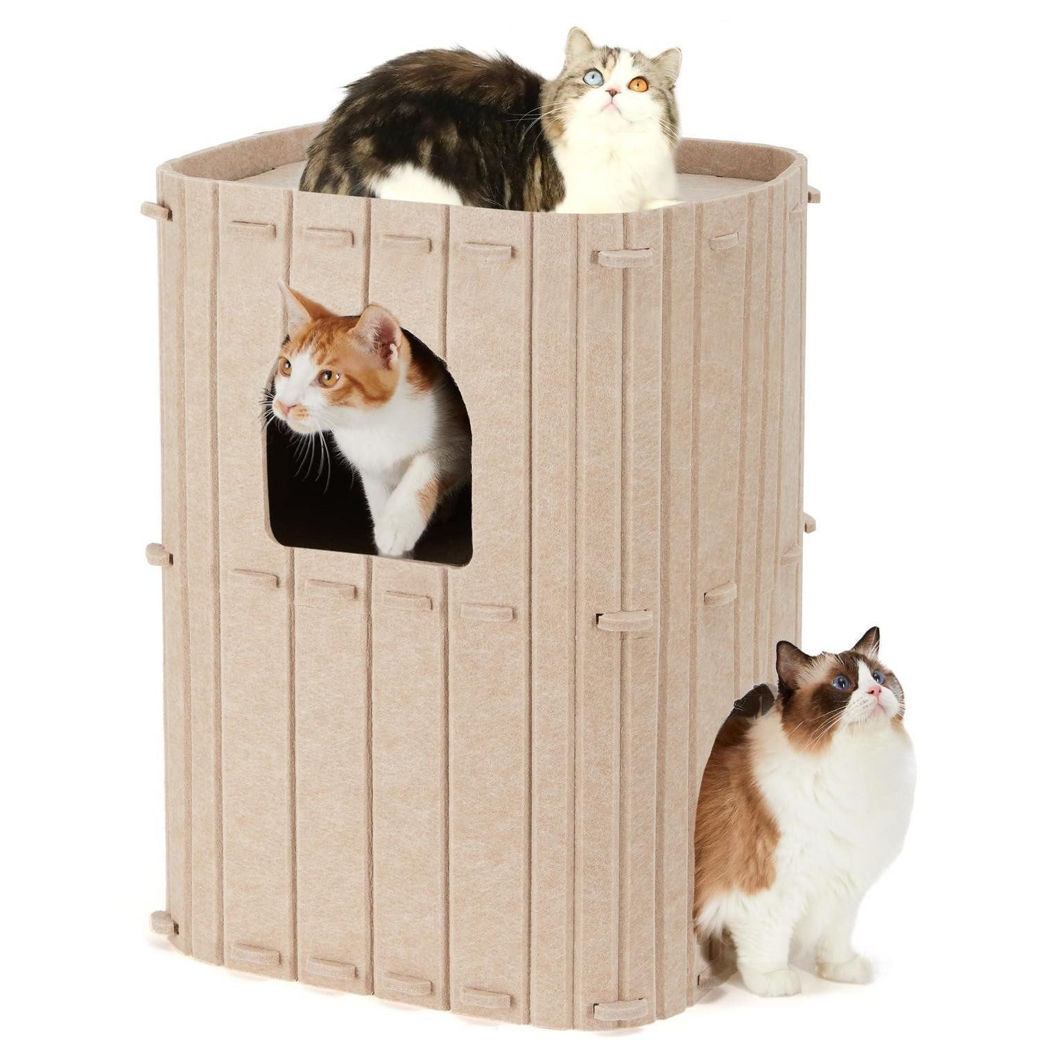 LuxusKollektion Katzenliege Katzenhöhle Filz 3 Ebenen Beige 45x37x60cm