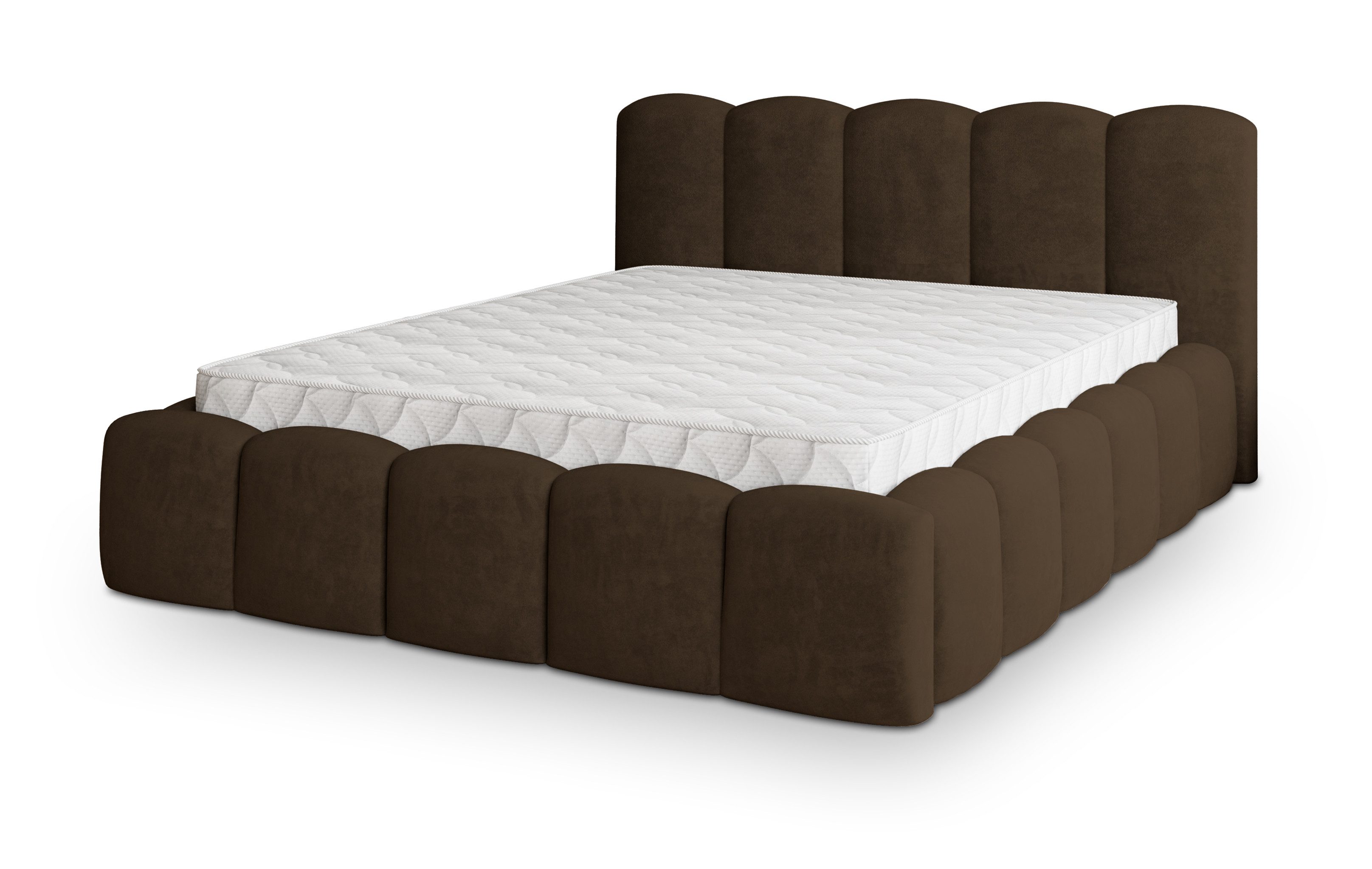 Masseno Polsterbett FALINA 160x200 cm braun (mit Bettkasten und Lattenrost)
