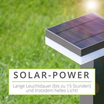 linovum LED Außen-Wandleuchte Solar Pollerleuchte ANBO schwarz Wegeleuchte mit Bewegungsmelder, LED-Leuchtmittel fest verbaut