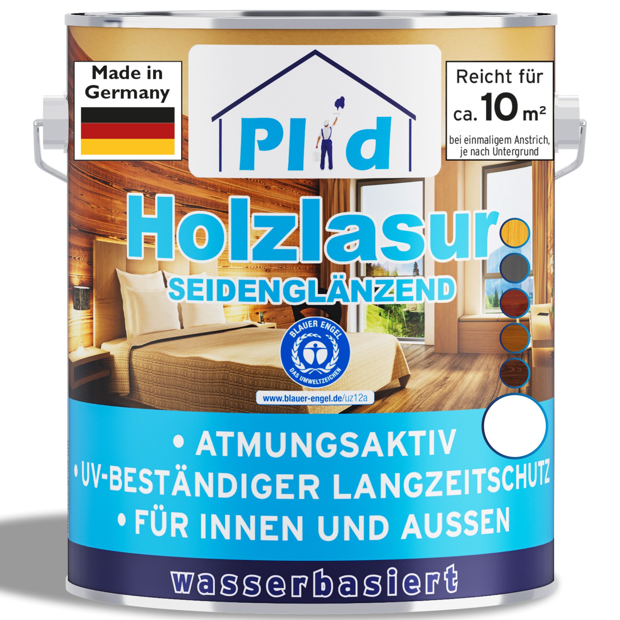 plid Holzschutzlasur Holzlasur Holzschutz Innen/Außen mit UV beständigem Langzeitschutz, Schnelltrocknend