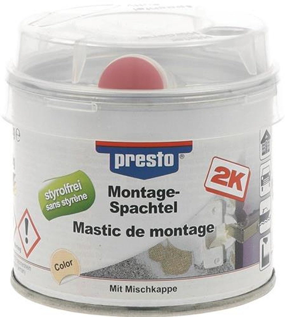Presto Dose 6er Pack PRESTO 443541 2K-Montagespachtel hell-ocker,Härter rot 250g
