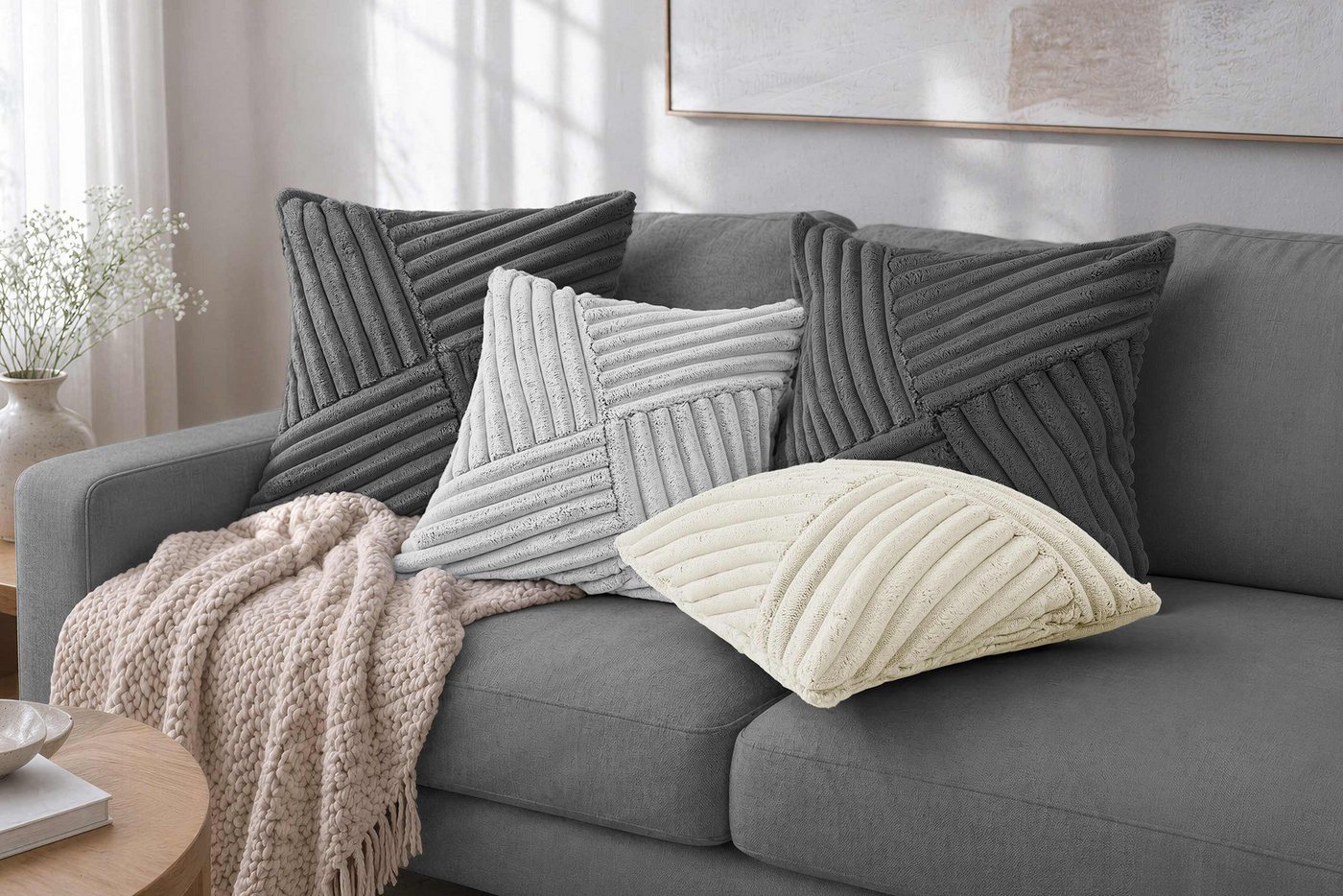 Amilian Kissenbezüge 4er Set Kissenhüllen dekorativ weich für Sofa & Couch, Kissenbezug für Dekokissen Zierkissen Kissen
