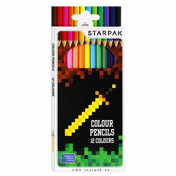 Sarcia.eu Federmäppchen Pixel Game Schulsachen-Set für Jungen: Röhrenmäppchen + Buntstifte