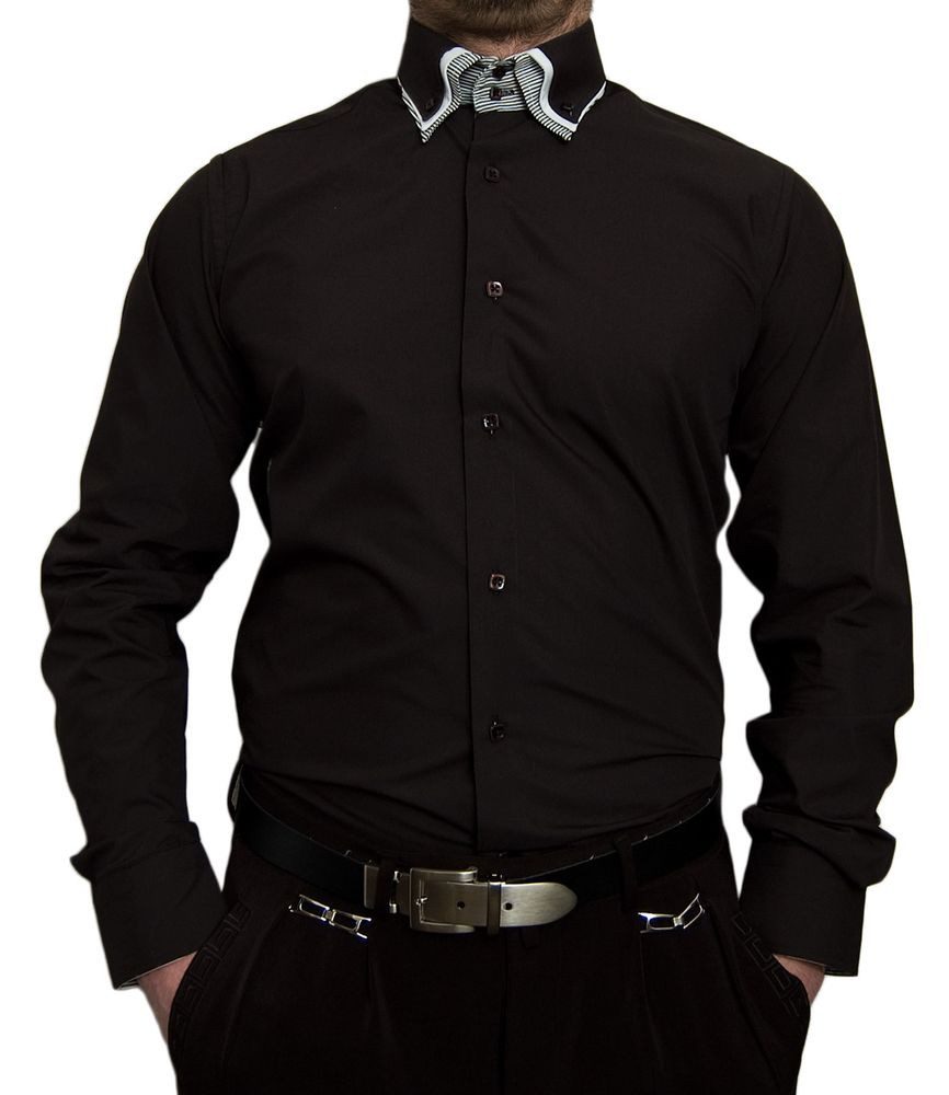 Businesshemd Designer Herren Hemd dreifach Kragen Slim Fit