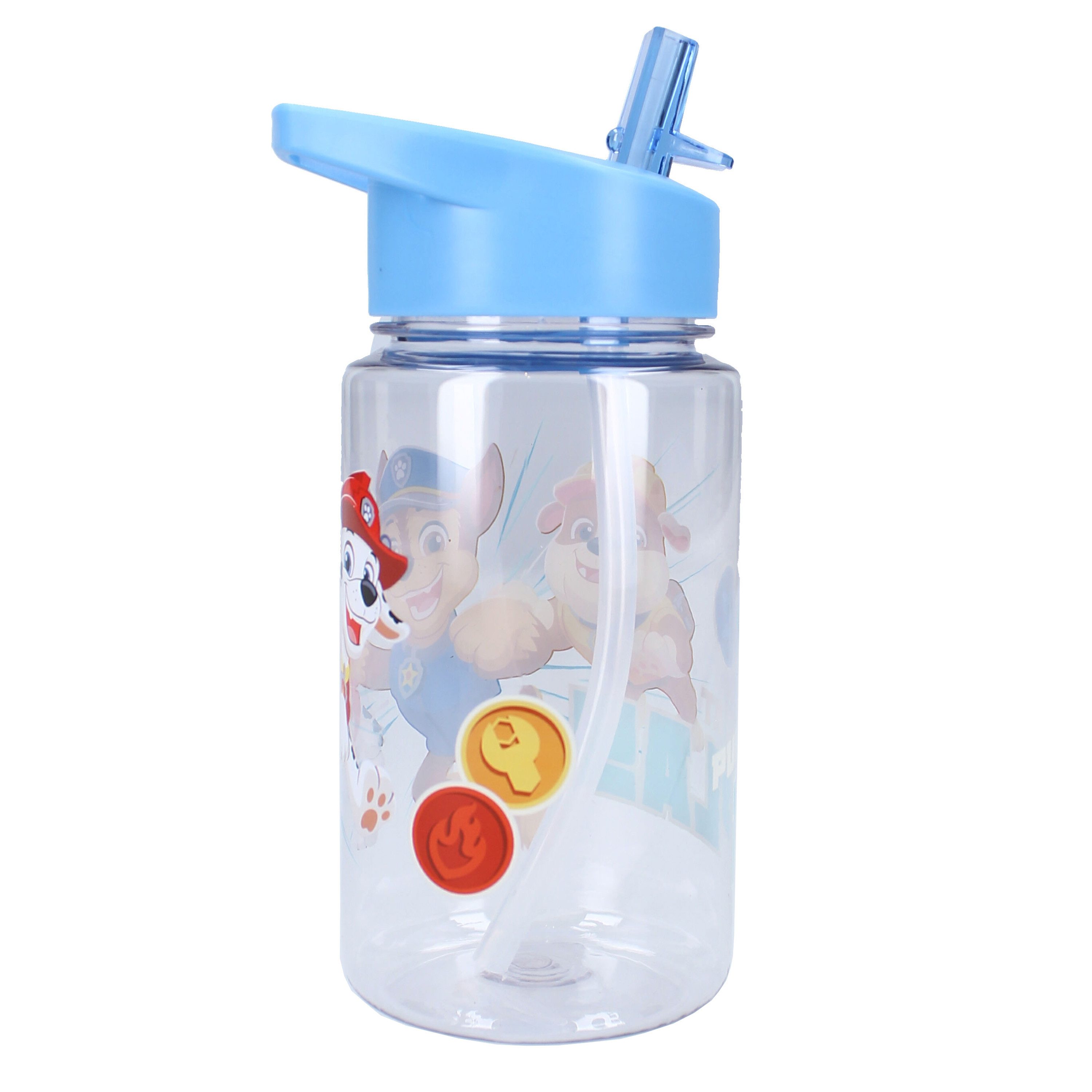 PAW PATROL Trinkflasche Trinkflasche – 450 ml mit Strohhalm & Traggriff, transparent
