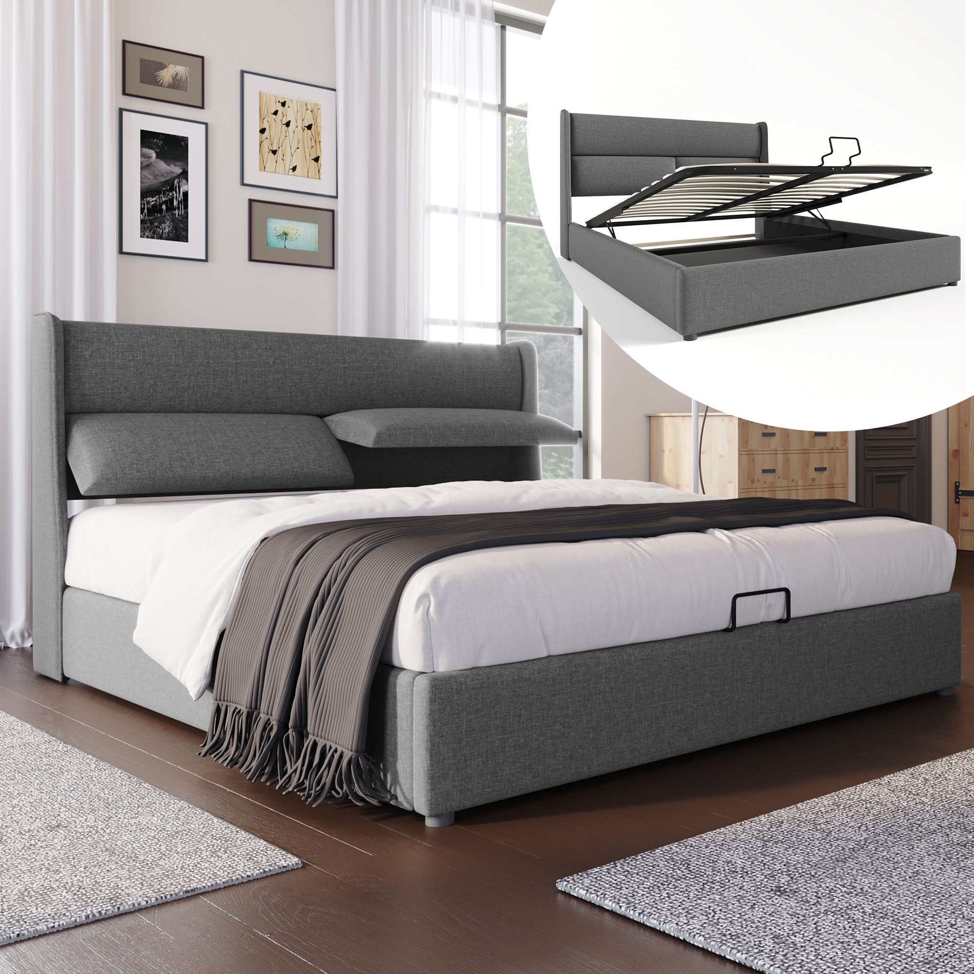 STILVORA Polsterbett 180x200 Stauraumbett Jugendbett Bettgestell günstig online kaufen