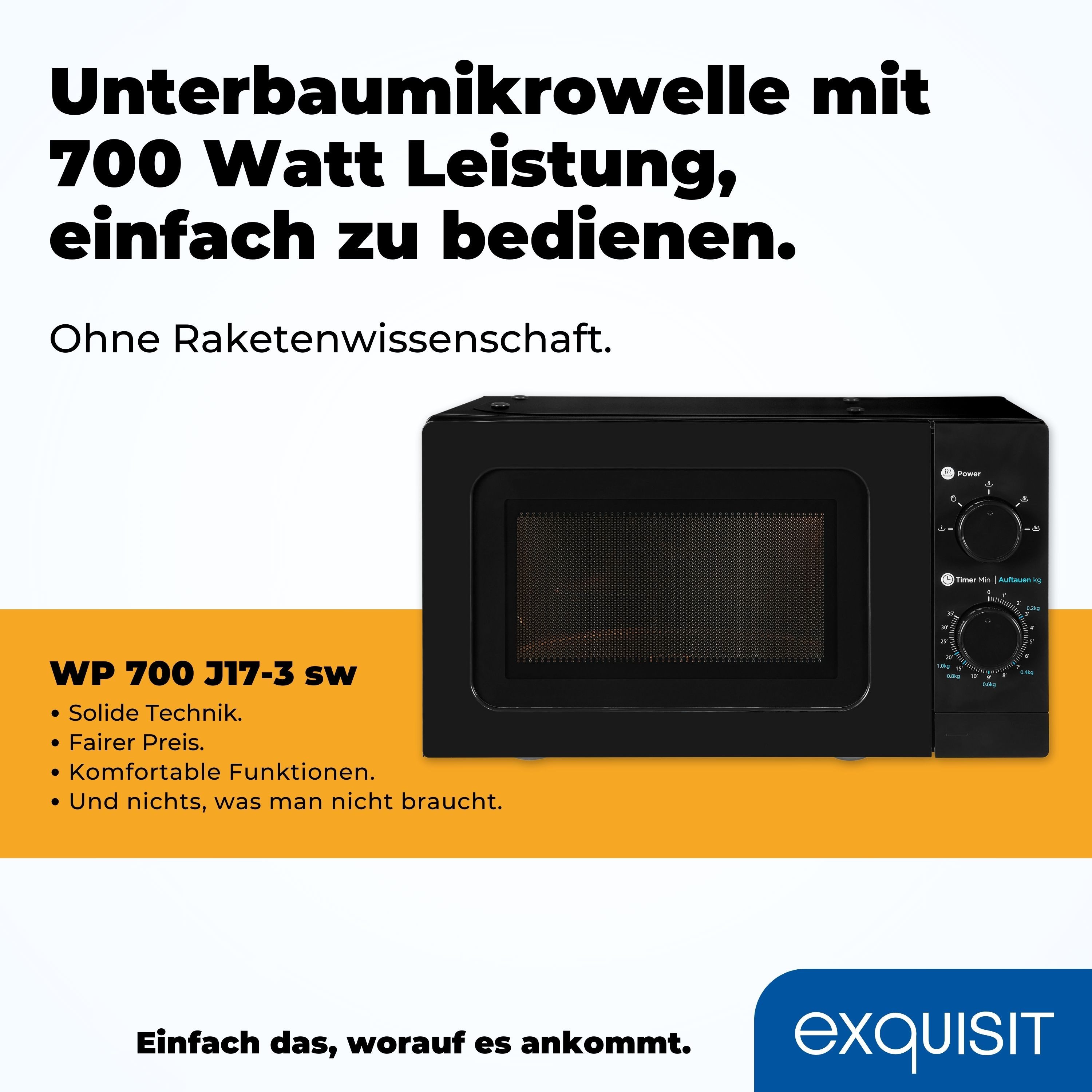 exquisit Mikrowelle WP 700 J17-3 sw, Mikrowelle, 20 l