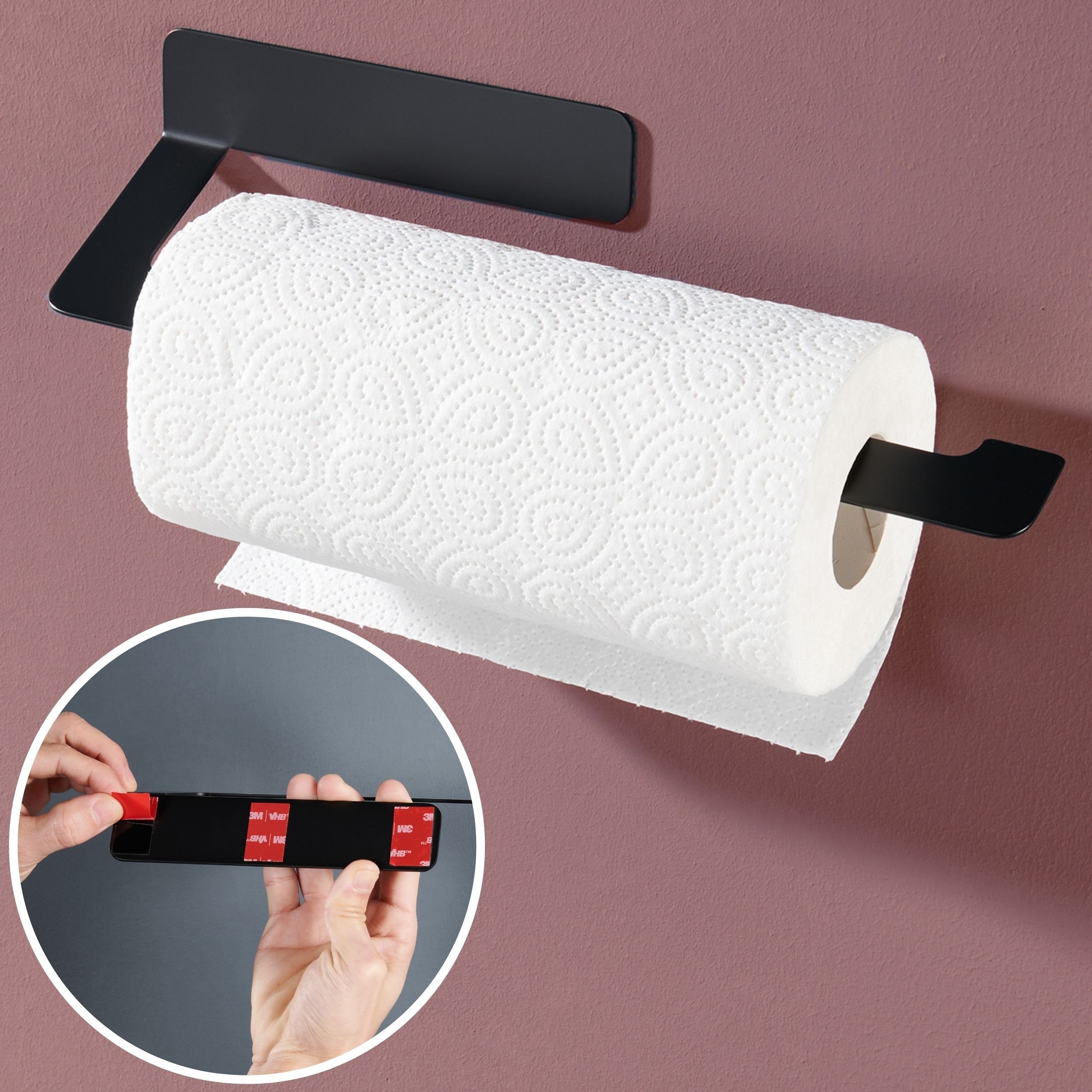 DEKAZIA Küchenrollenhalter, ohne Bohren, Küchenpapierhalter Wand ...