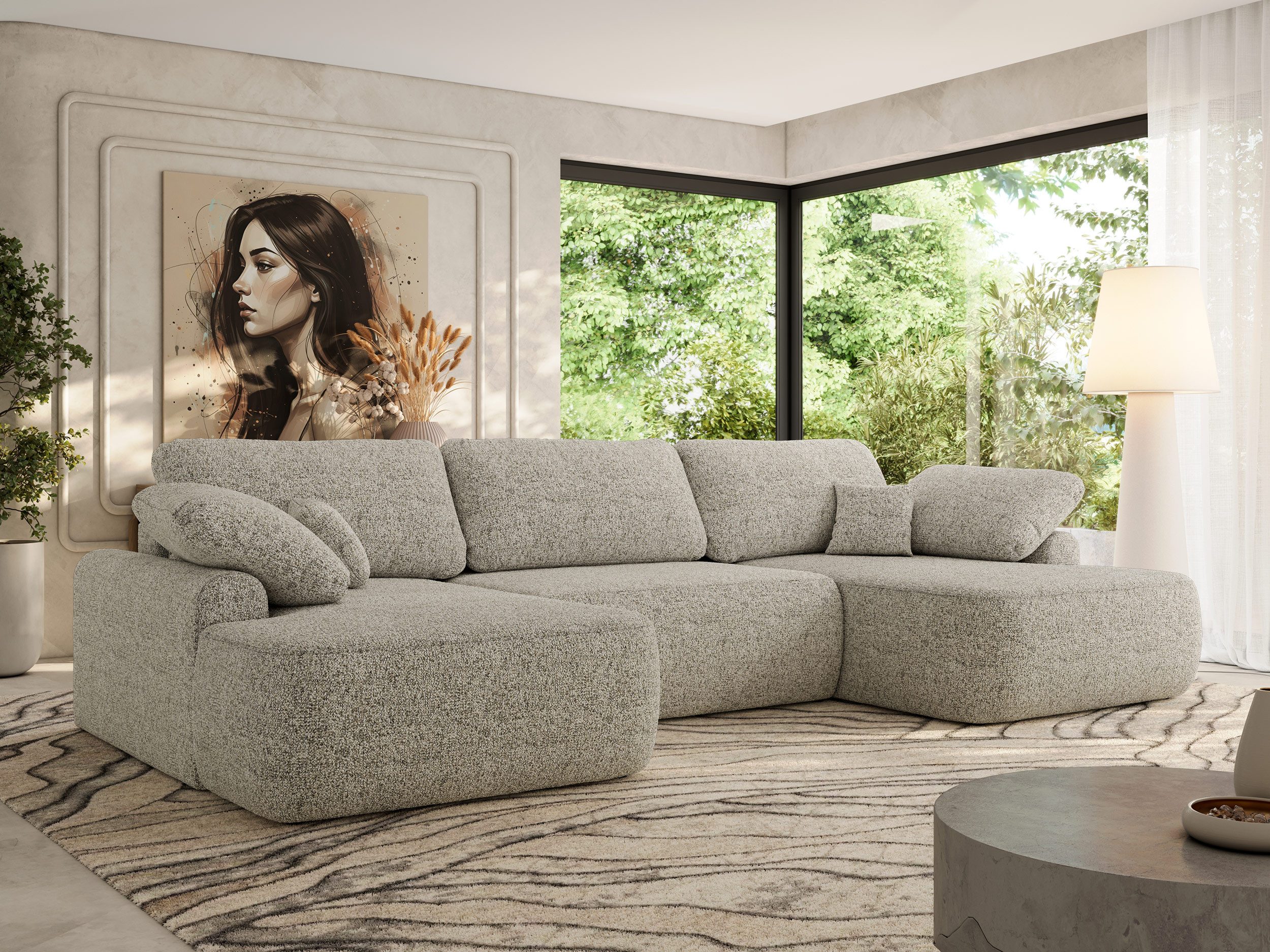 MKS MÖBEL Ecksofa CUBO U, Set, Wohnlandschaft U-Form, Wellenfedern, HR35-Schaum, form, Sofa big XXL, Bettkasten, Bettfunktion