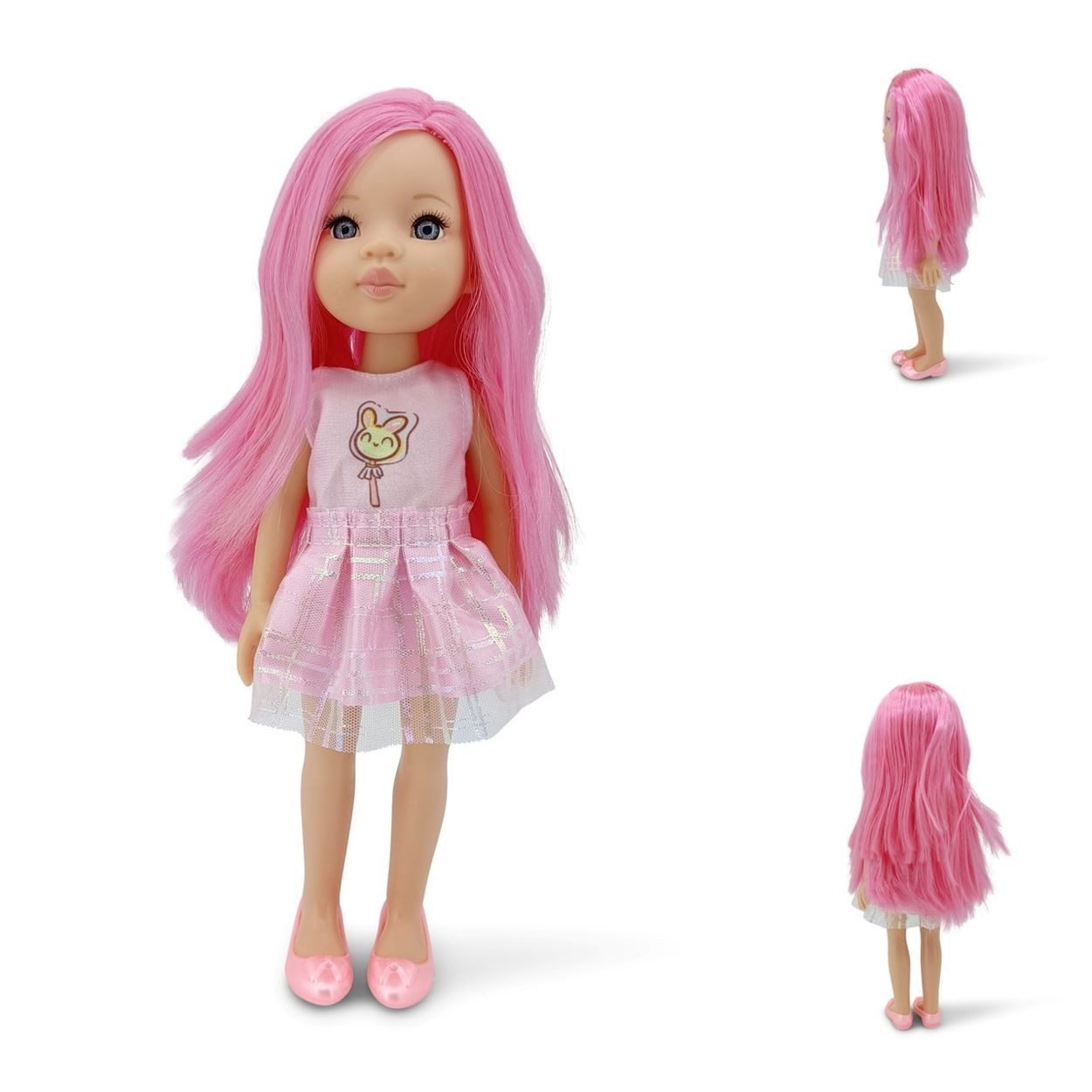 Moni Anziehpuppe Kinderpuppe 33 cm Pretty Doll, Kleidung Haare Schuhe beweglich ab 3 Jahren