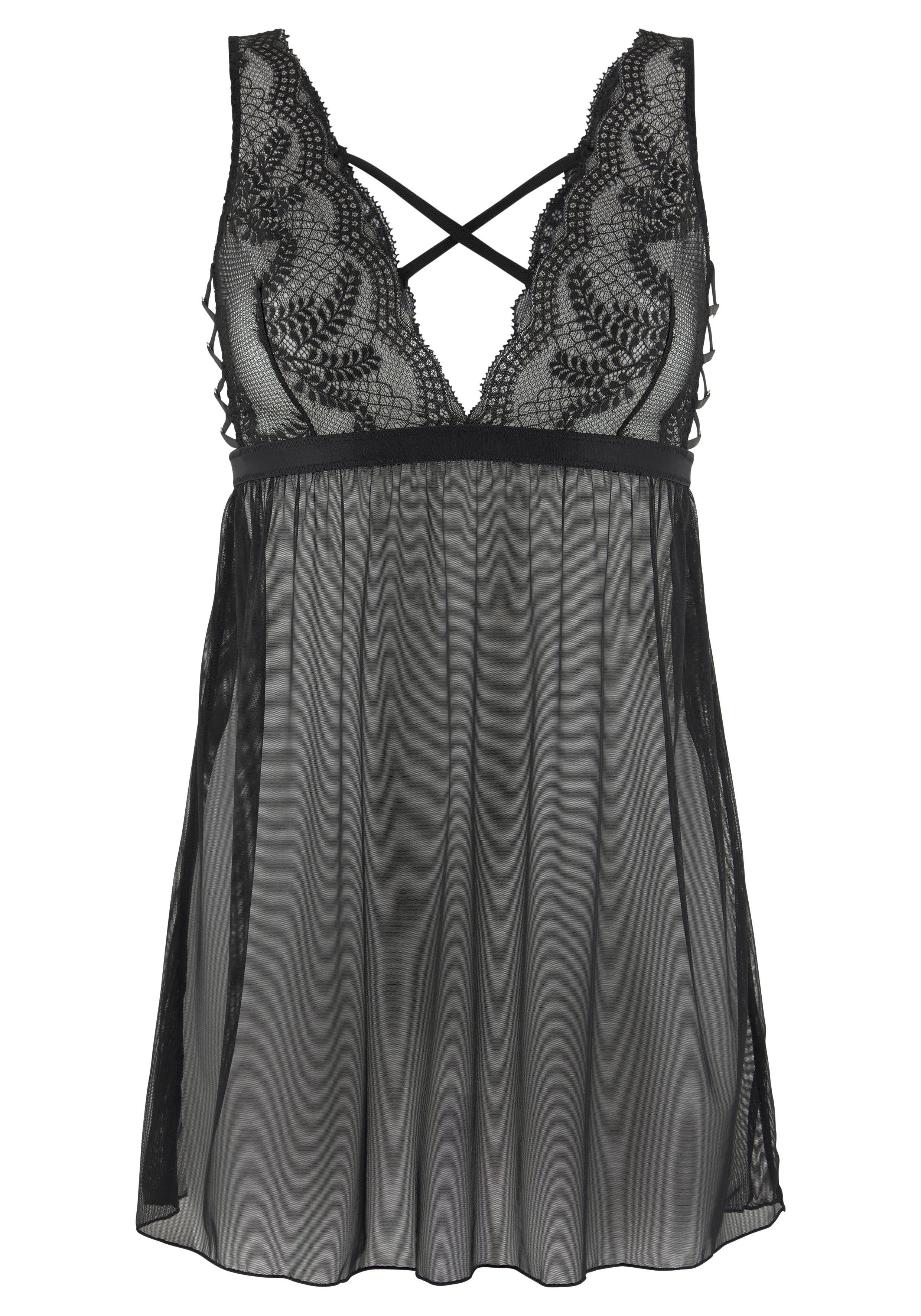 LASCANA Negligé aus zarter Spitze und weichem Mesh, verführerische Dessous, Reizwäsche. € 49,99