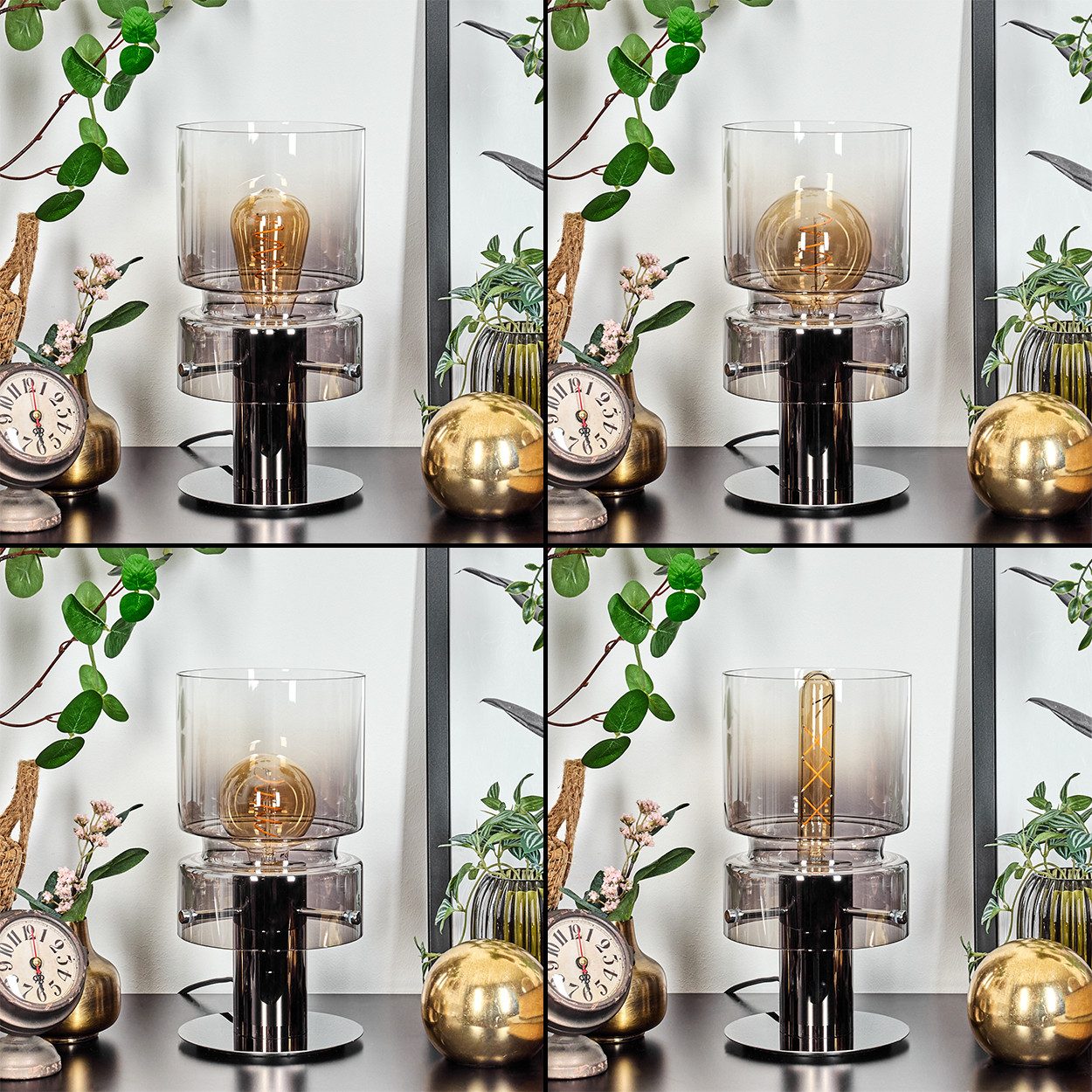 hofstein Tischleuchte Tischlampe aus Metall/Glas in günstig online kaufen