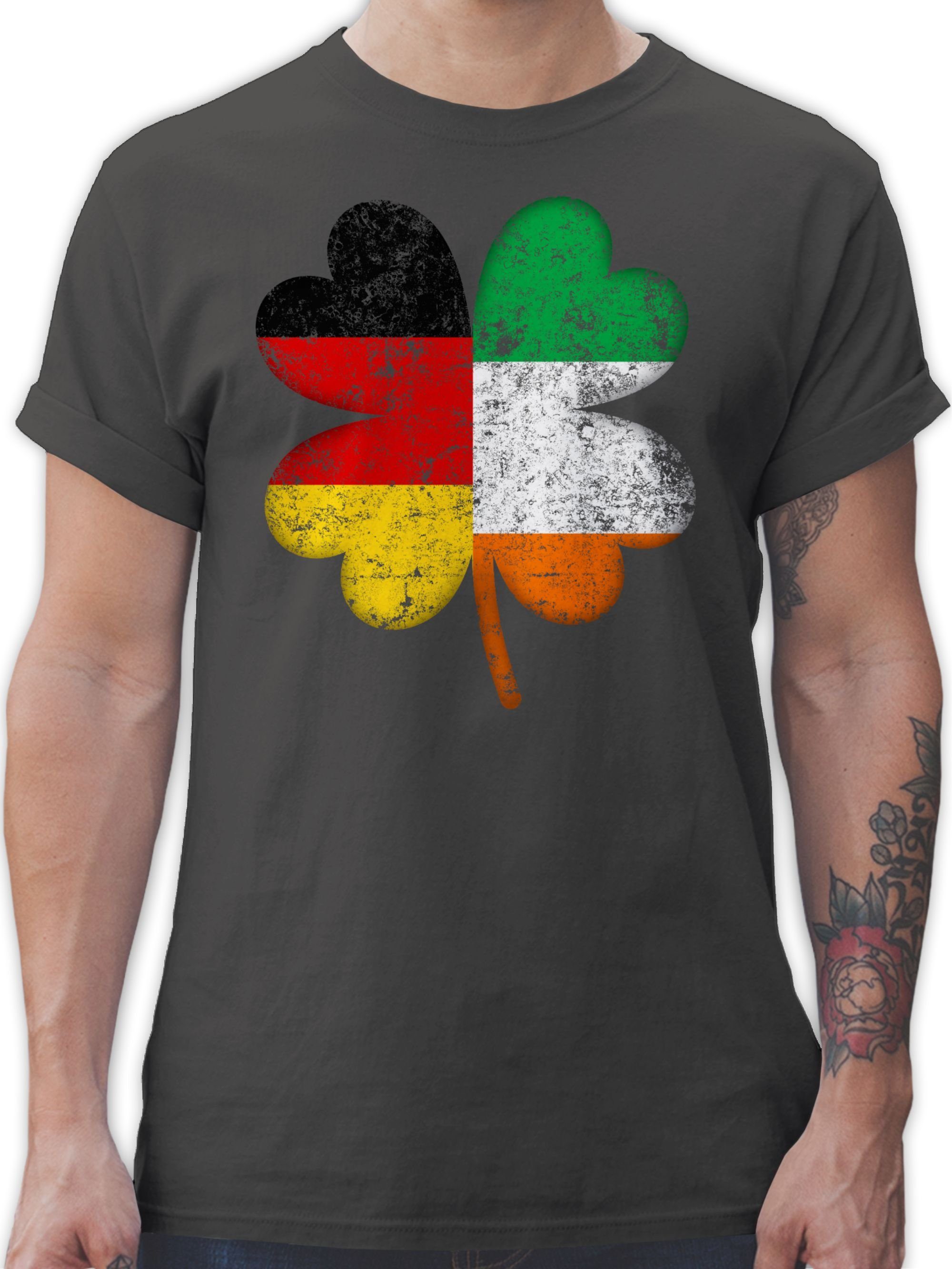 Shirtracer T-Shirt Deutschland Irland Kleeblatt Patricks 3 St. Day Dunkelgrau