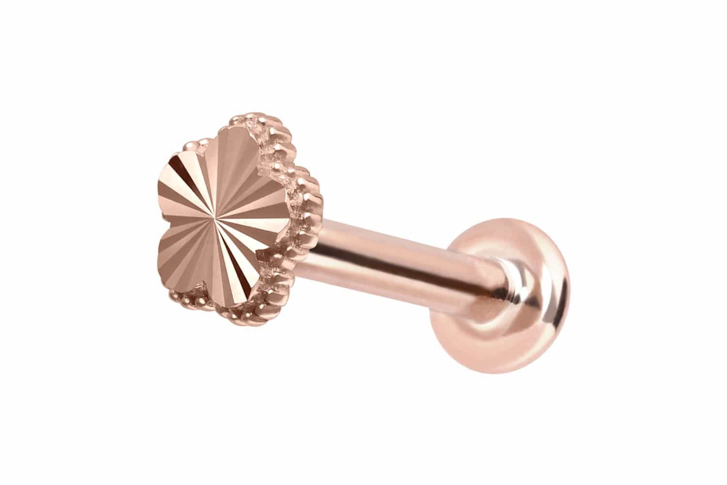 Piercing-Set 14 Karat Gold Labret mit Innengewinde BLUME