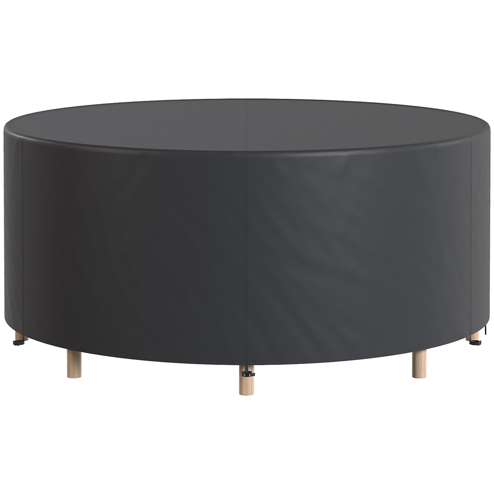 Outsunny Gartenmöbel-Schutzhülle Abdeckplane 420D Oxford Gewebe Abdeckhaube Rund (Wasserdicht Abdeckung, 1-St., Winterfest Abdeckplane), für Gartentische Terrassenmöbel Stapelstühle Ø214 x 70H cm, Schwarz