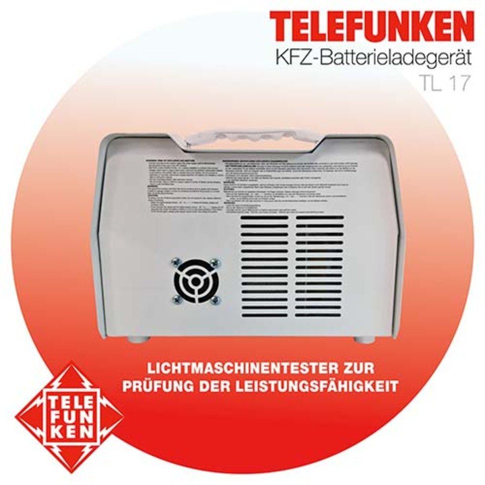(2,61 Kurzschluss autom. mA, Batterietyperkennung) gegen Schutz Überlastung, Telefunken KFZ-Batterieladegerät Autobatterie-Ladegerät Telefunken TL 17