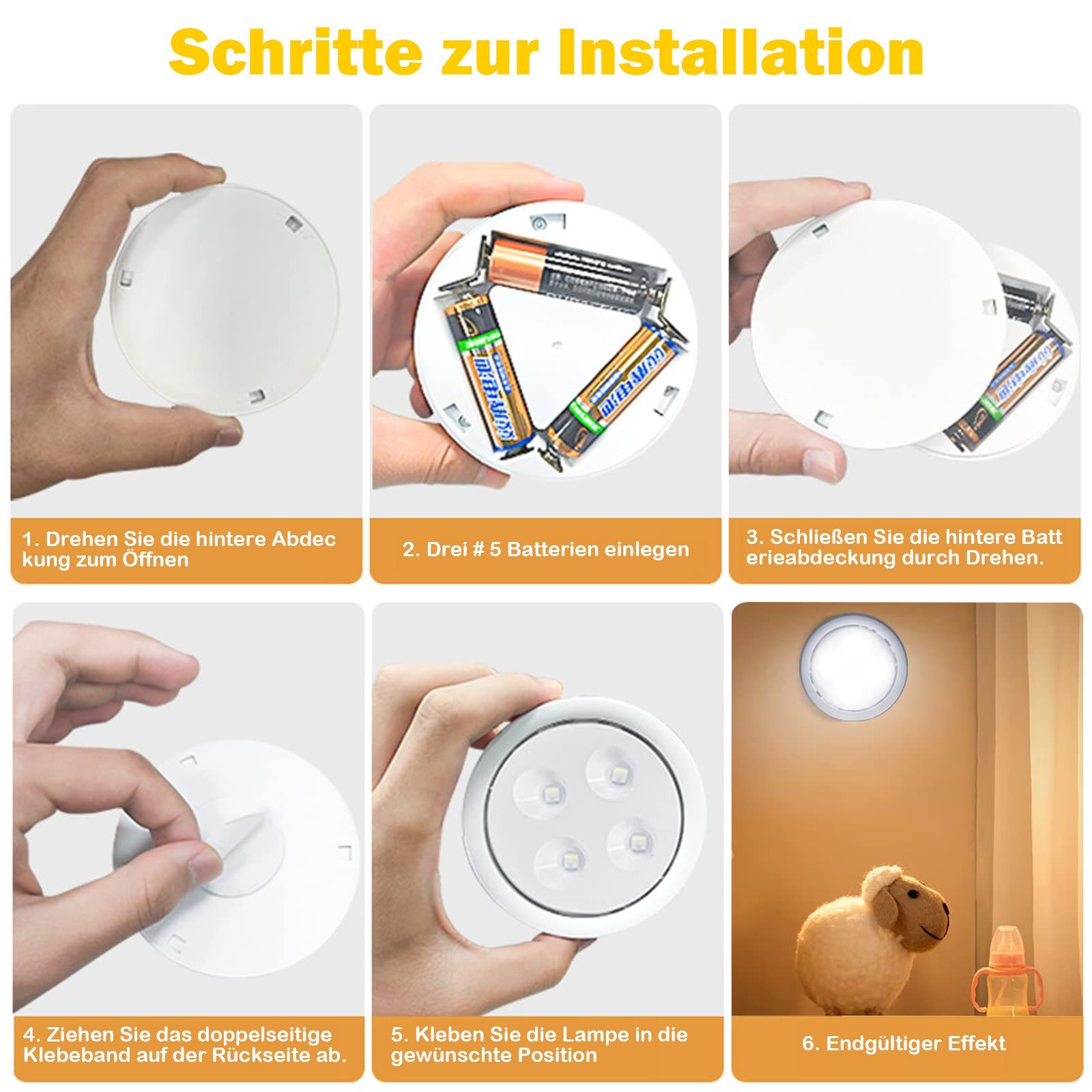 Sunicol LED Unterbauleuchte RGB Batterielampe, Dimmbar 13 Fernsteuerung, Spot, Küche Touch Glasboden Weiß Farben, Schrank Vitrinenbeleuchtung Nachtlicht mit Sensor