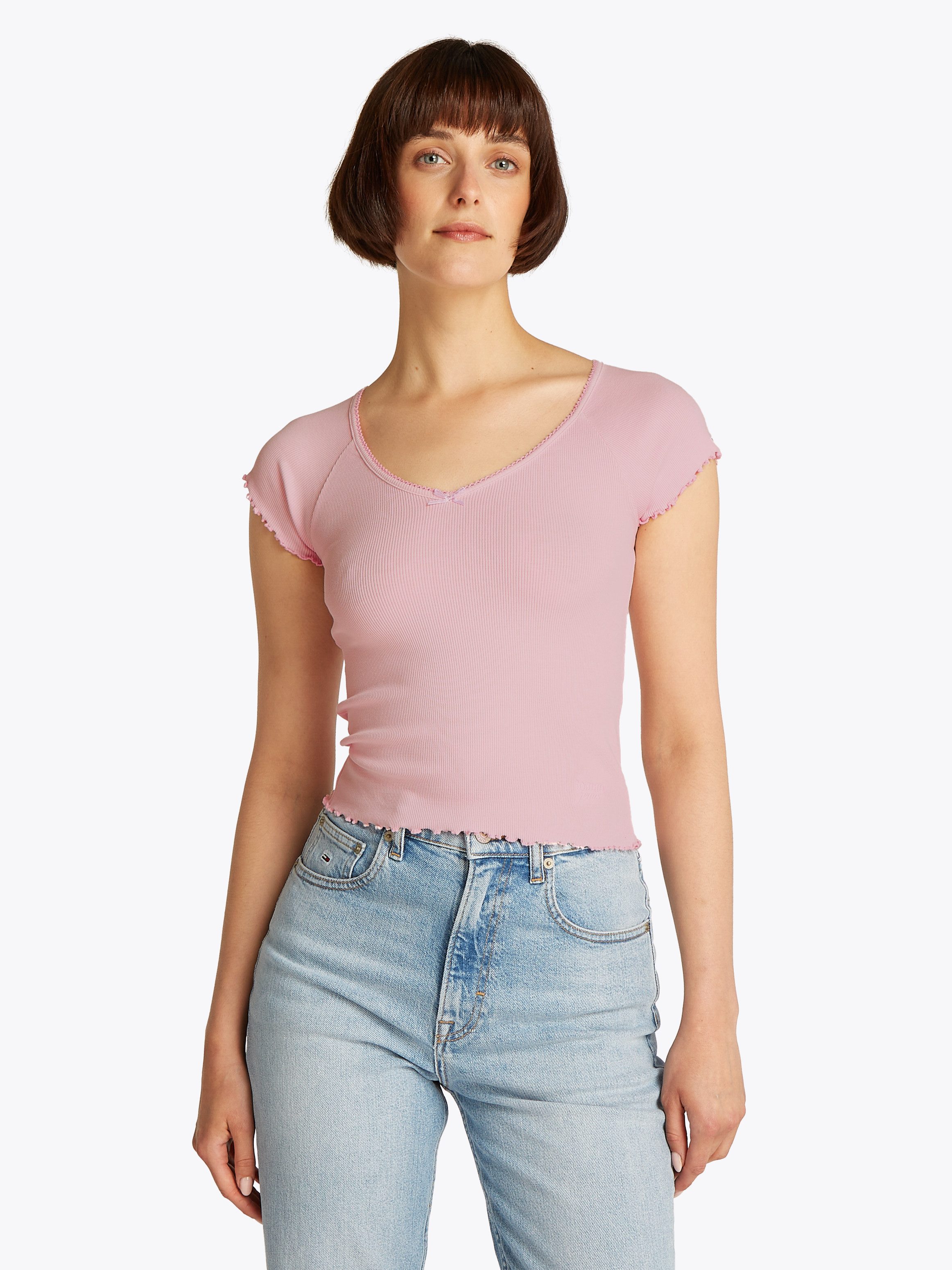 Tommy Jeans Kurzarmshirt TJW SLIM VNECK günstig online kaufen