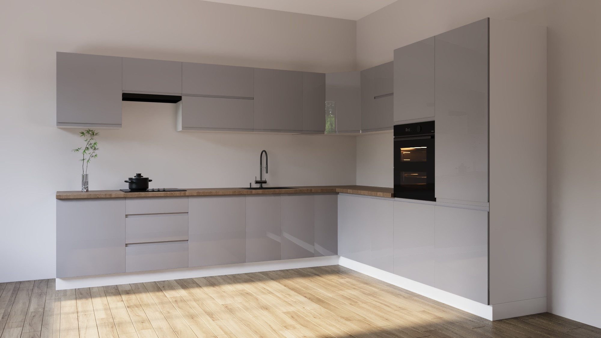 ROYAL24_MARKT Winkelküche K92-G350 - Aspen - Schlicht, funktional und elega günstig online kaufen