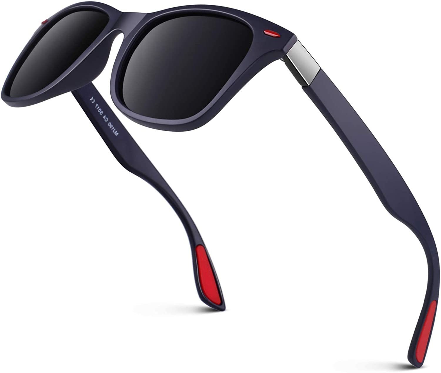 XDeer Retrosonnenbrille Polarisierte Polarisiert Blauer Rahmen/graues TR90-Rahmen Film Sonnenbrillen HD Retro-Sonnenbrille, und Männer UV400-Spiegelbrillen Stoßfeste Vintage-Sonnenbrille, quadratische für Angeln TAC-Linse Fahren modische Ultraleichter Frauen, Golf