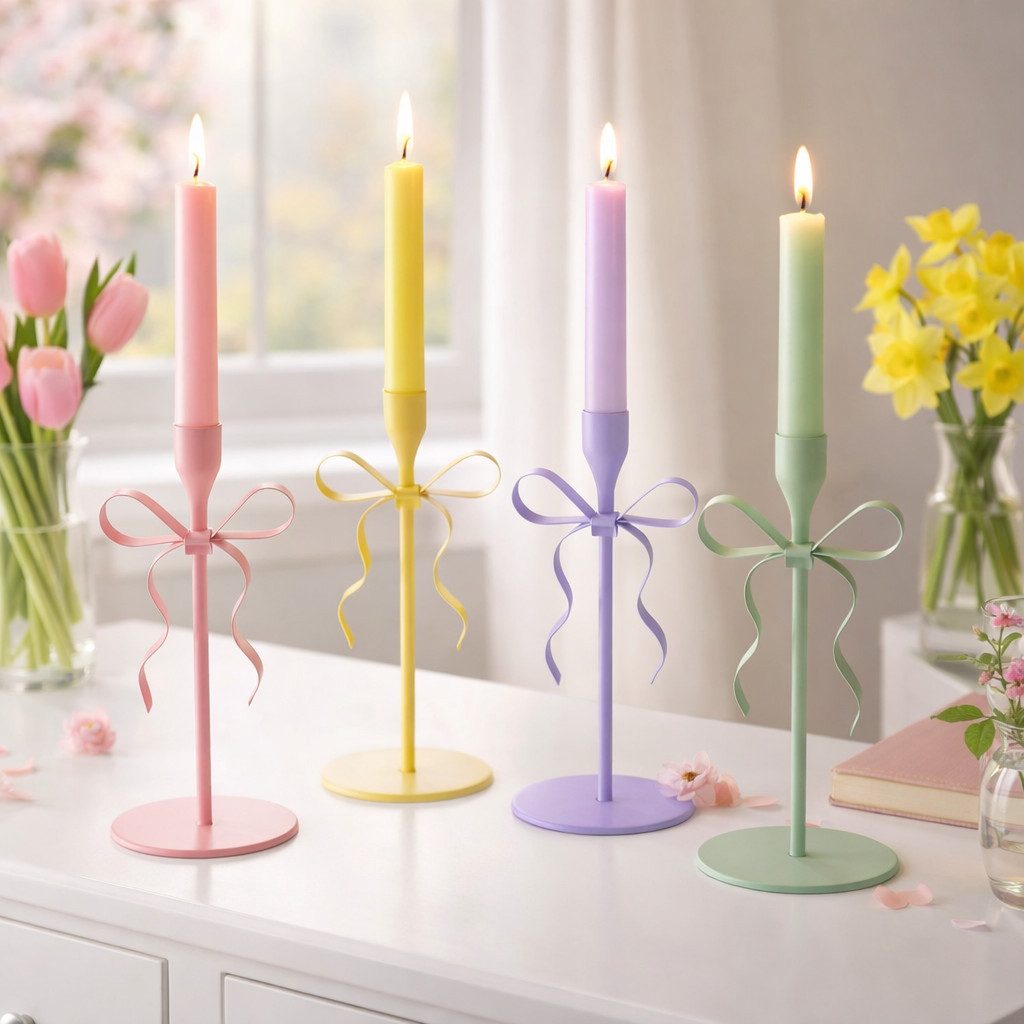 MF Kerzenhalter Kerzenleuchter Schleifenzauber 4er Set Metall Gelb Grün Lil günstig online kaufen