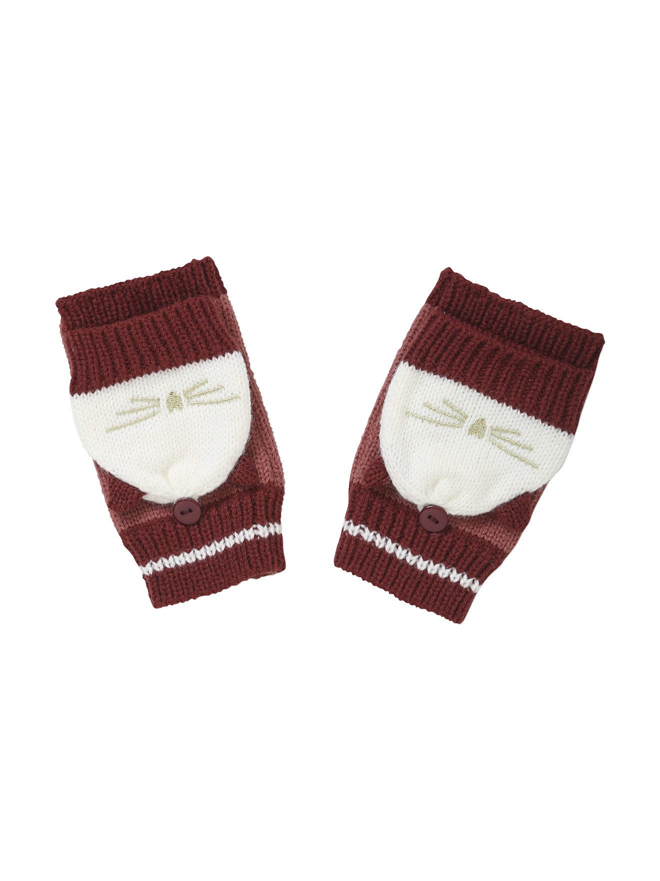vertbaudet Fäustlinge Mädchen 2-in-1-Handschuhe, Katze 2-in-1, Katze