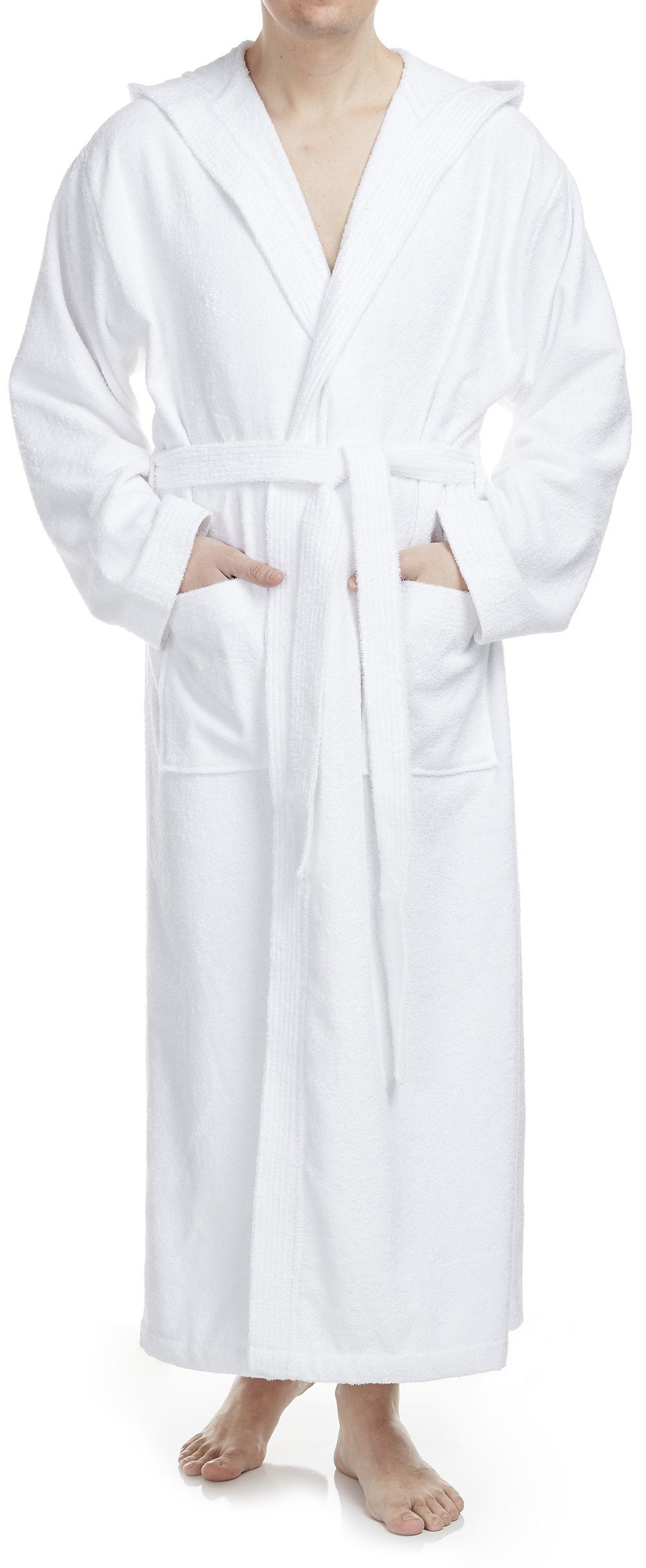 Arus Herrenbademantel mit Kapuze, 100% Baumwolle, extra lang, für Spa & Zuh günstig online kaufen