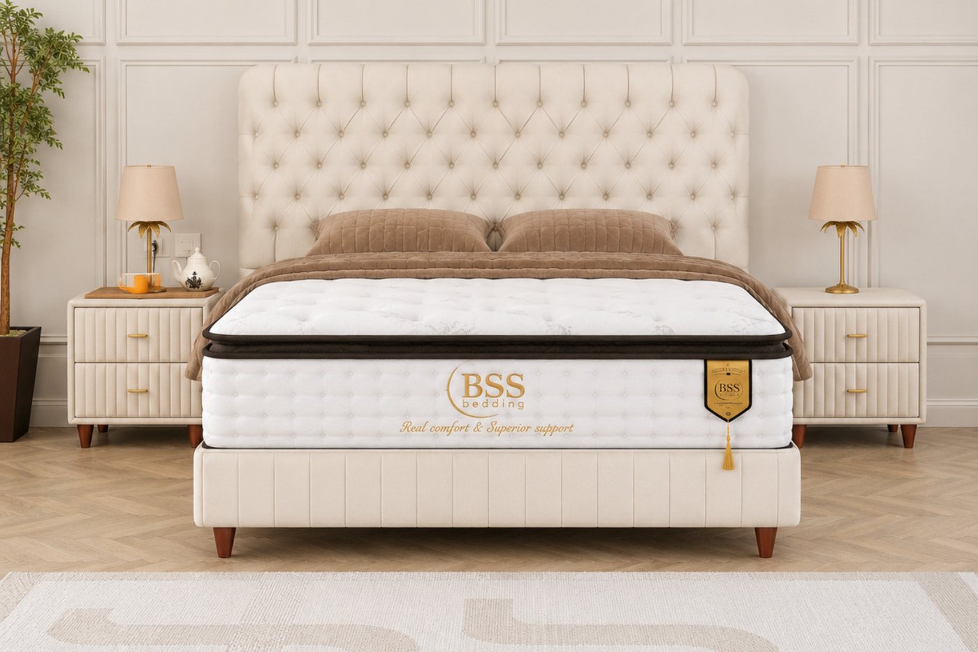 BSS BEDDING Polsterbett mit Bettkasten, Boxspringbett mit Matratze & Stauraum, Bett (mit/ohne Nachttisch), Taschenfederkernmatratze
