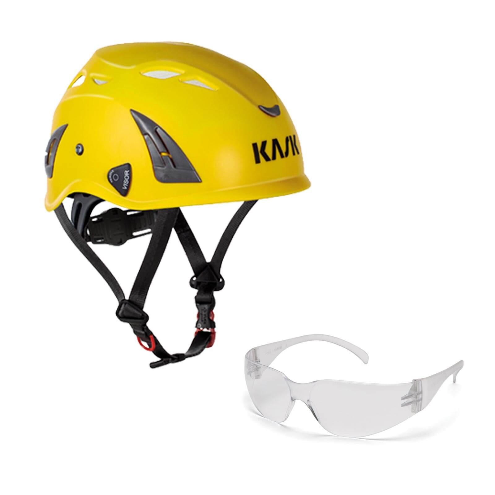 Bergsteigerhelm, gelb AQ Plasma klar Industriekletterhelm Schutzbrille Schutzhelm Kask +