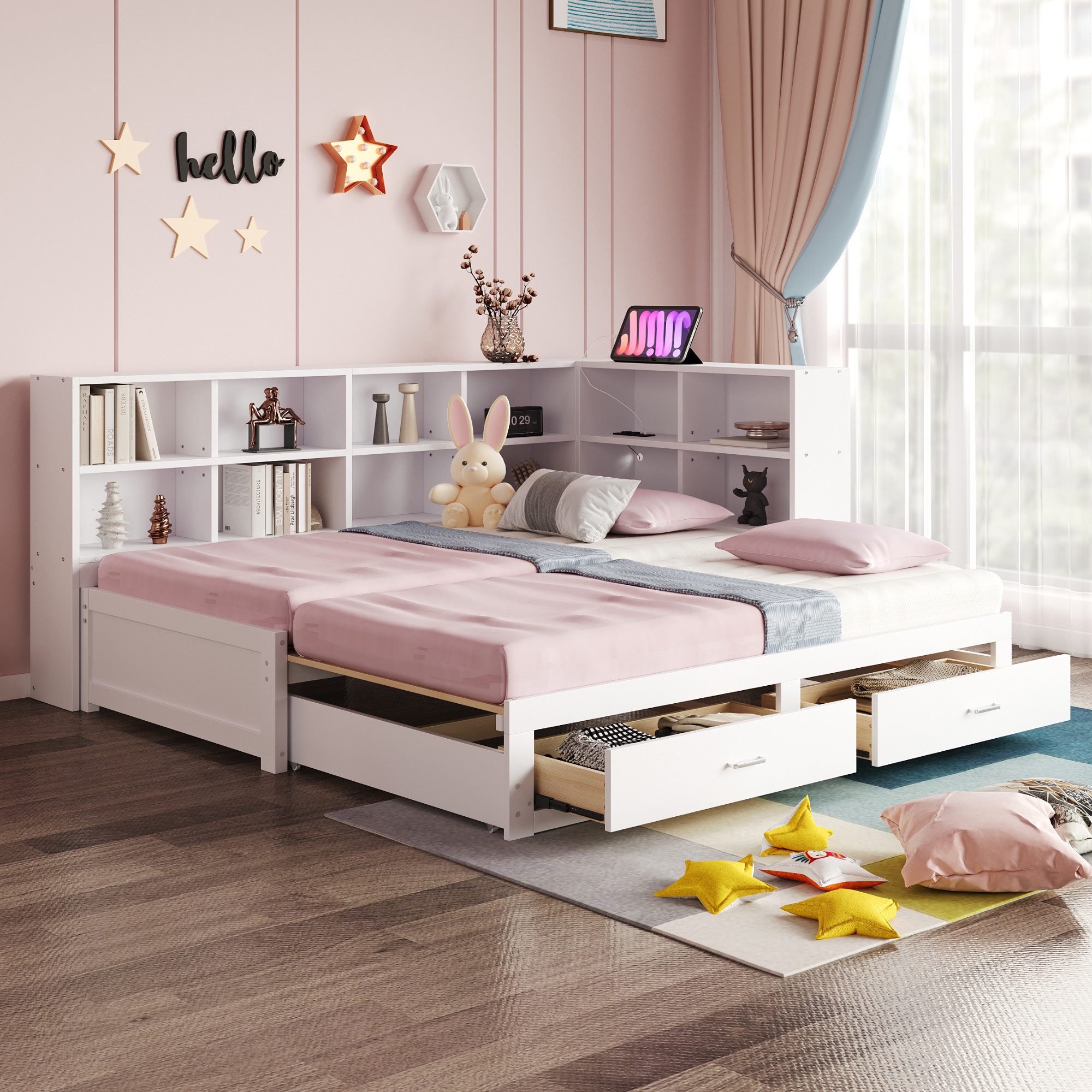 Merax Daybett 90/180x190cm mit USB-Steckdose (1 tlg), Ausziehbares Schlafso günstig online kaufen