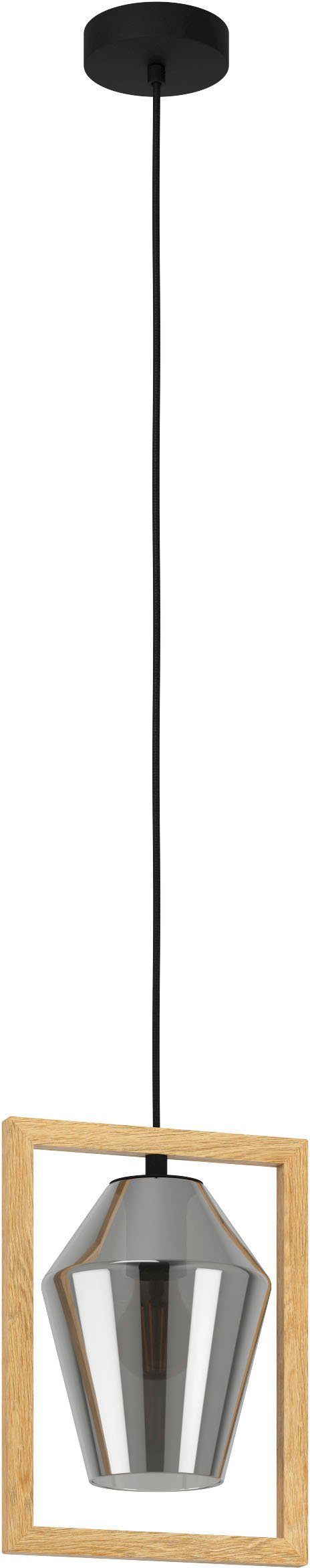 EGLO Hängeleuchte VIGLIONI, Leuchtmittel wechselbar, ohne Leuchtmittel, Hängeleuchte in schwarz und braun aus Stahl, Holz - exkl. E27 - 40W