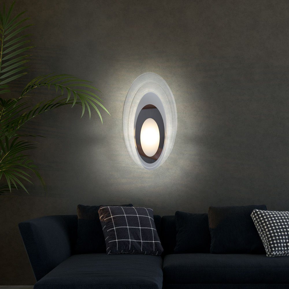 etc-shop LED fest 28 cm satiniert Esszimmerleuchte Wandlampe Wandleuchte, LED oval Glas L LED-Leuchtmittel verbaut, warmweiß Warmweiß