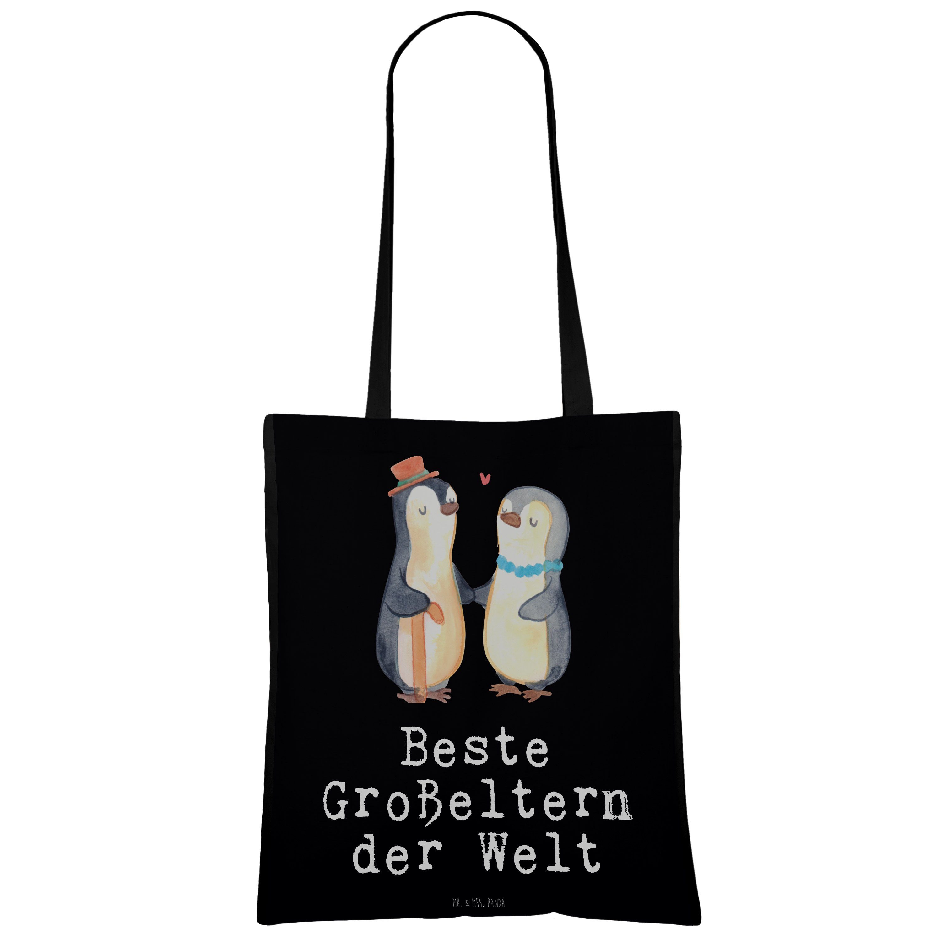 Geschenk, Tragetasche Großeltern & (1-tlg) J - Beste Schwarz Panda Mr. Welt Pinguin Mrs. Dankeschön, - der