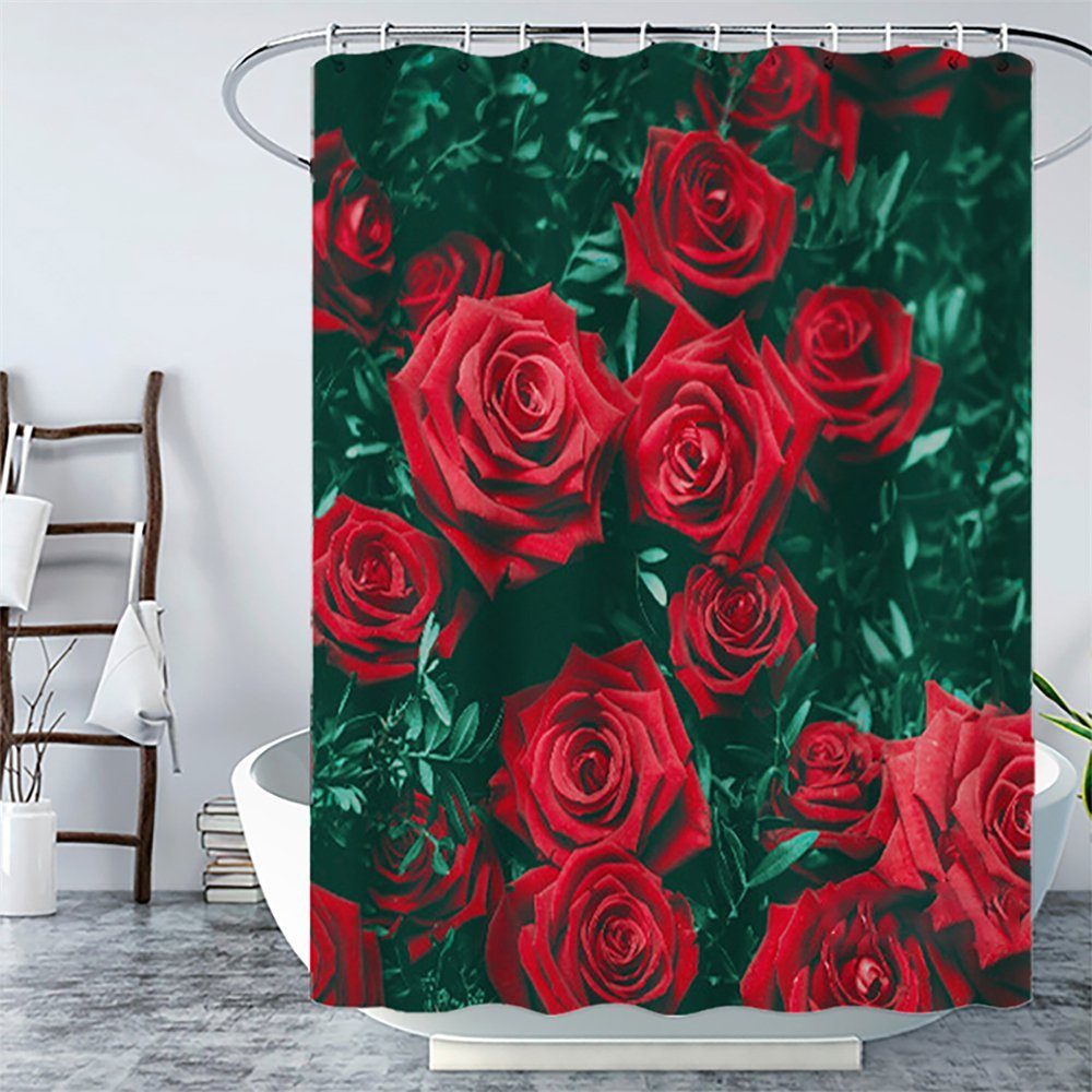 BYSURE Duschvorhang Breite 180 cm, Blume Digitaldruck buschvorhang