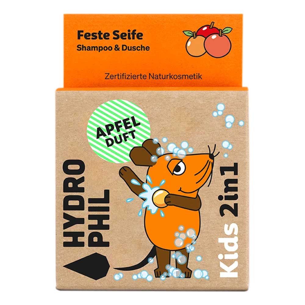 Hydrophil Festes Haarshampoo Kids 2in1 Festes Shampoo & Dusche - Maus Apfel 60g