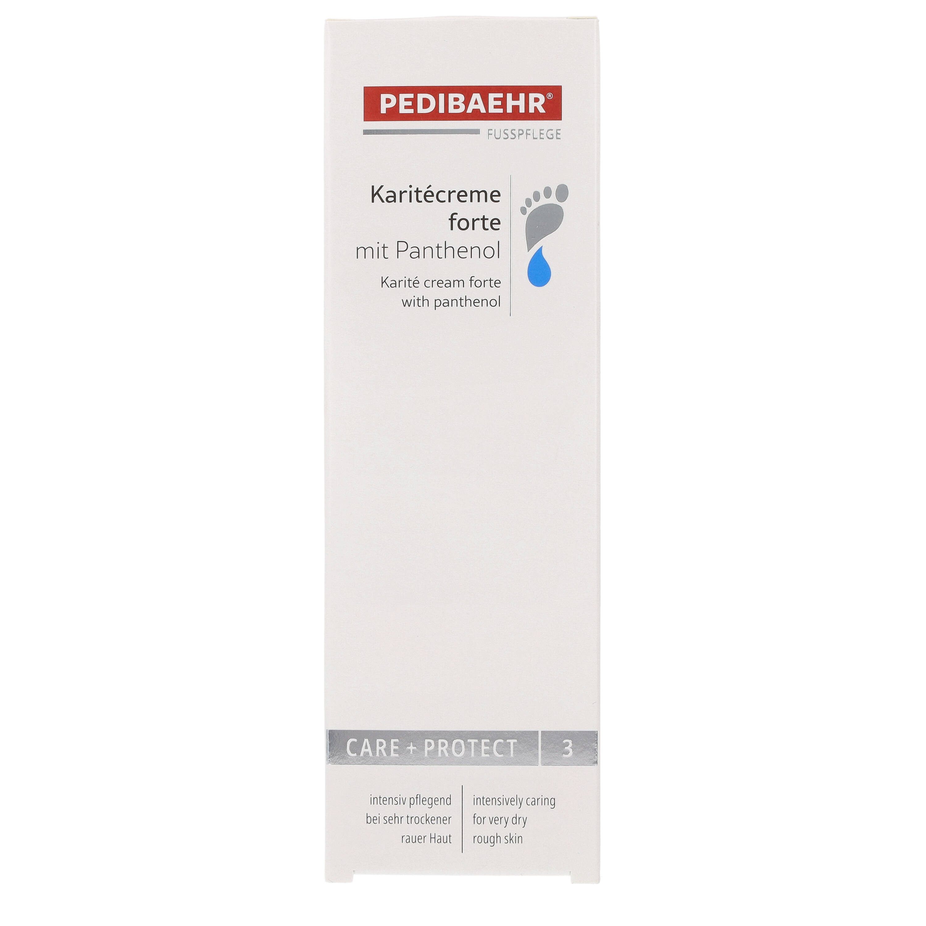 Pedibaehr Fußcreme Pedibaehr Karitécreme forte mit Panthenol 125ml spürbare Verbesserung des Hautgefühls, 1-tlg., pflegt extrem spröde, trockene und verhornte Haut