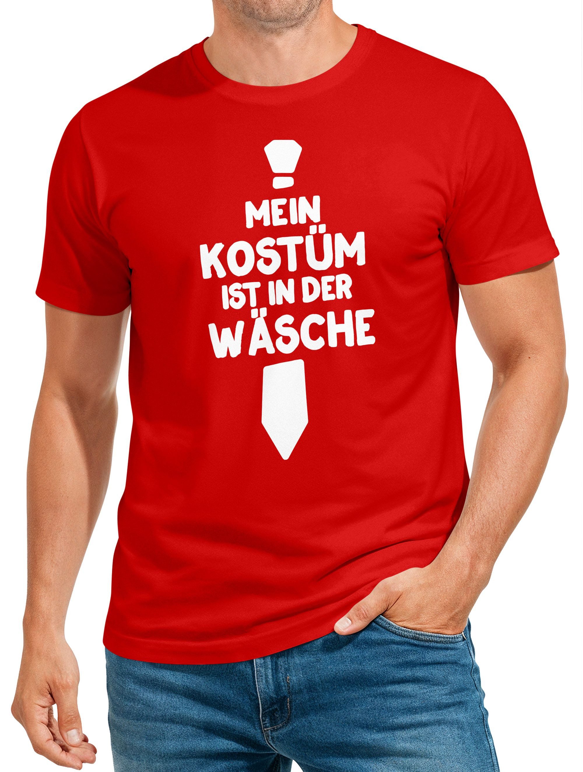 Print-Shirt Herren T-Shirt Mein Kostüm ist in der Wäsche Fasching Karneval Last