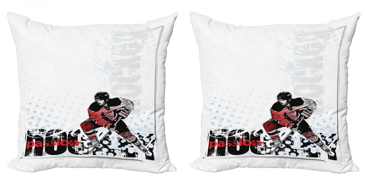 Kissenbezüge Modern Accent Doppelseitiger Digitaldruck, Abakuhaus (2 Stück), Eishockey Goalie Spiel Artwork