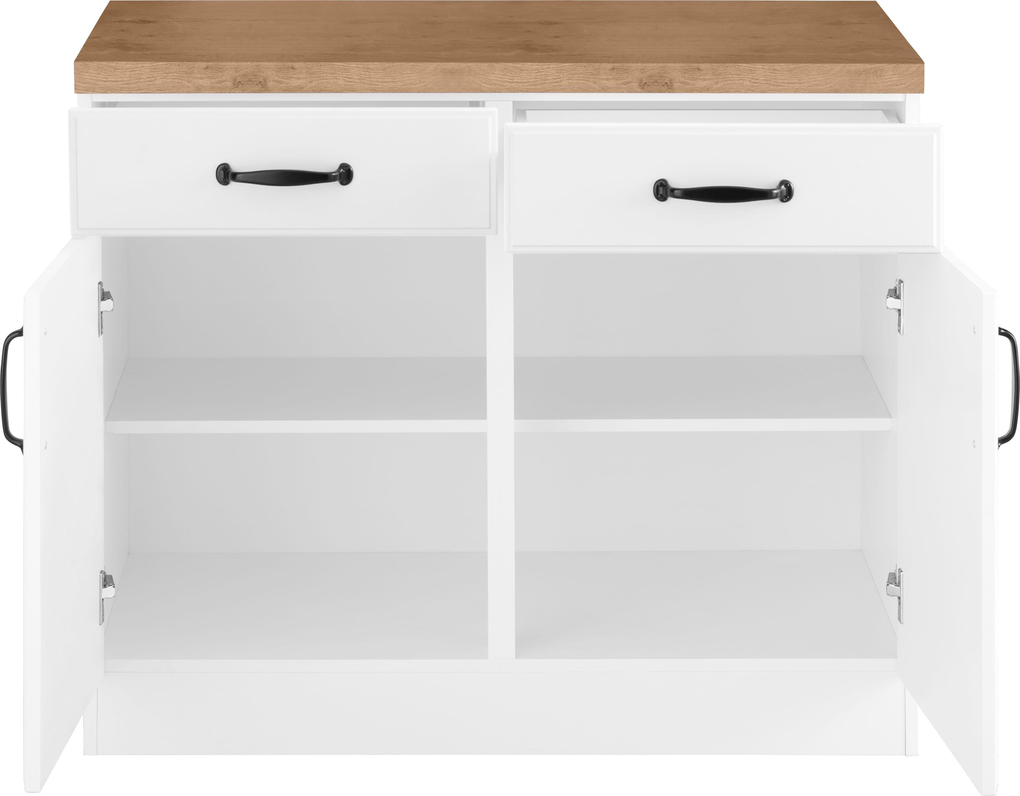 wiho Küchen Unterschrank Erla 100 cm breit mit Kassettenfront, mit Arbeitsplatte – Bild 4 von 5