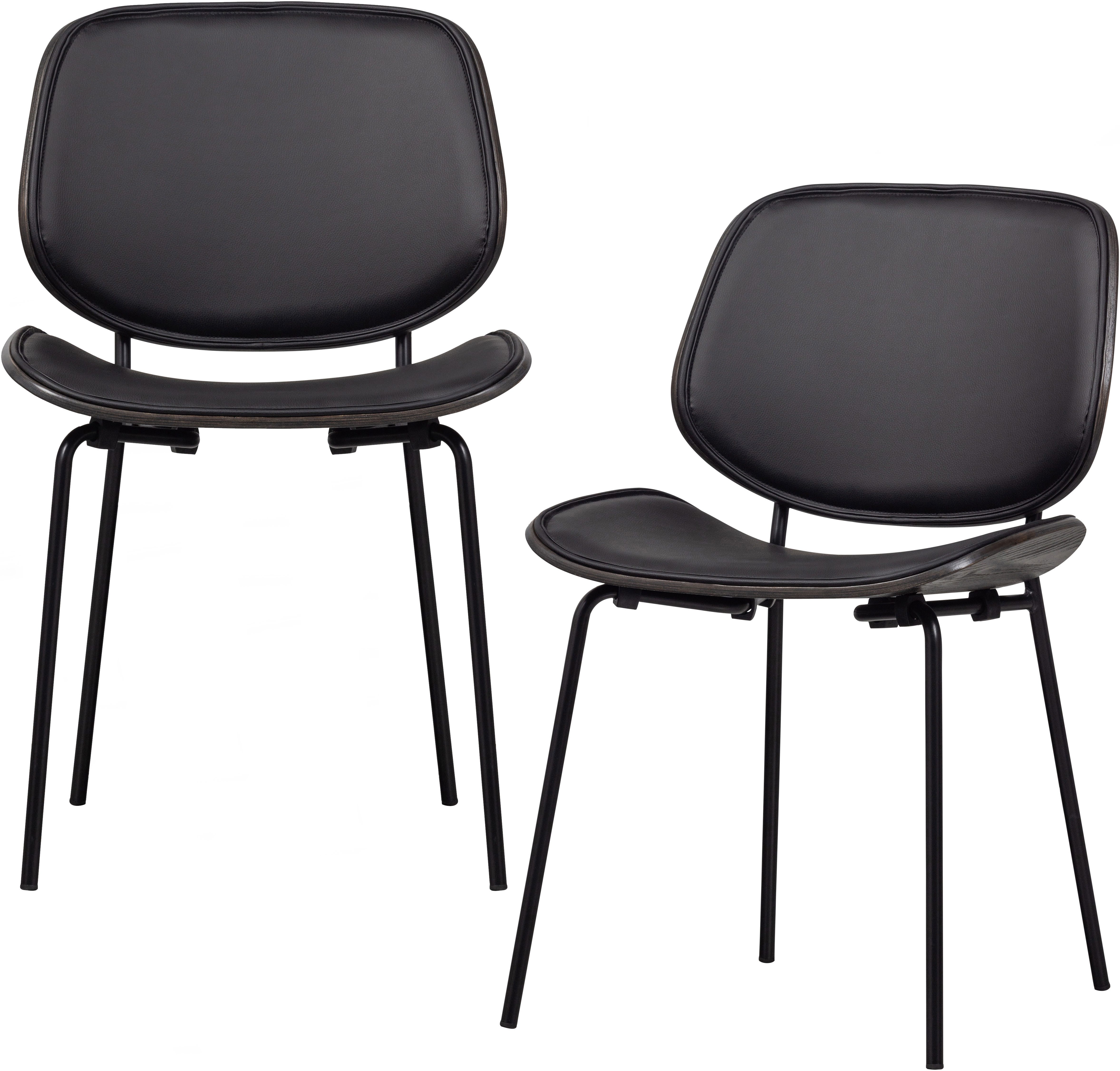 WOOOD Esszimmerstuhl Close In mit Kunstleder-Bezug und Metallgestell B 49 x T 57 x H 80 cm (Set, 2 St), Pulverbeschichtetes gestell, Tragkraft 150 kg, Lieferung im Zweierpack