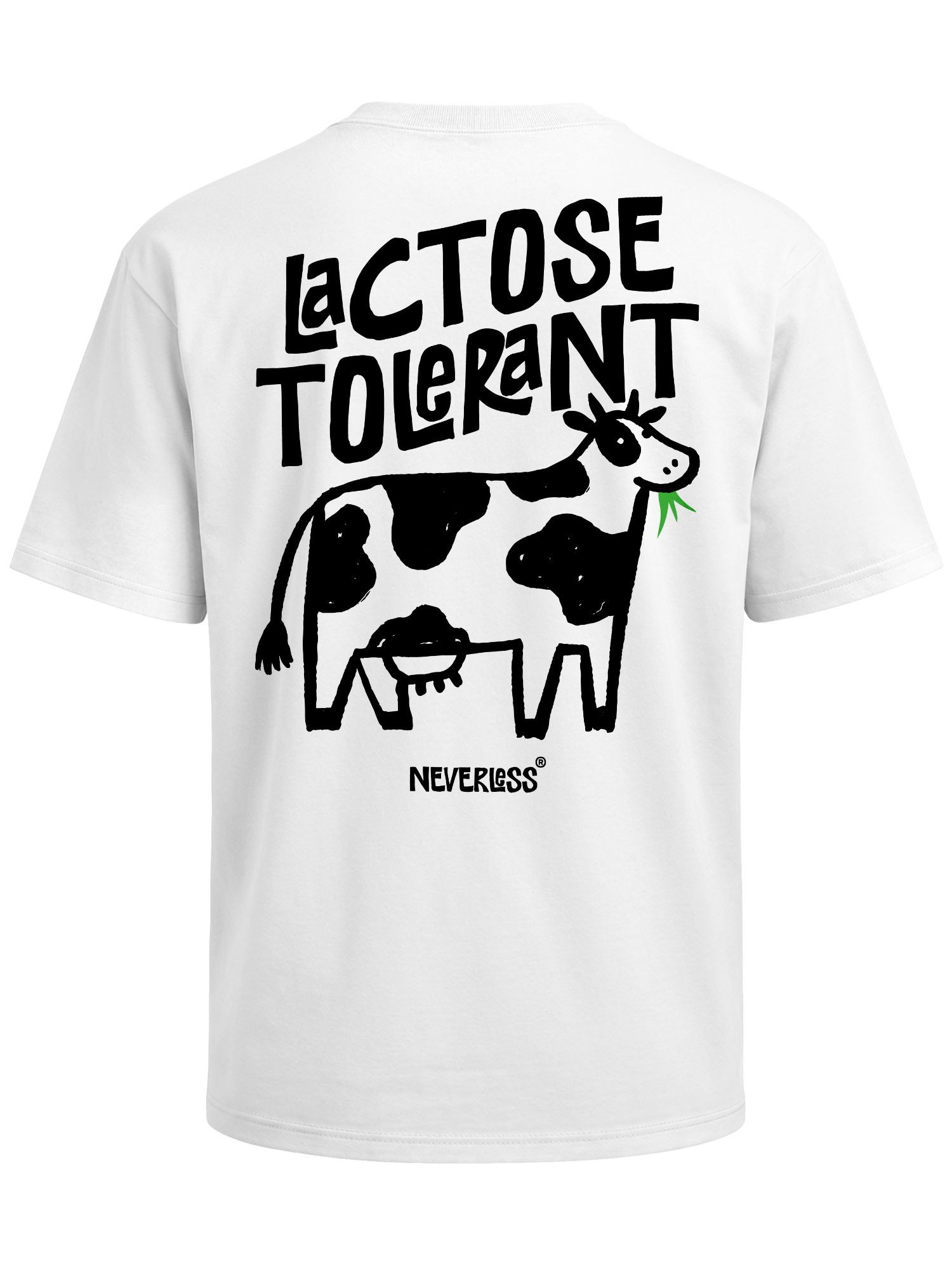 Neverless Oversize-Shirt Herren T-Shirt Backprint - Kuh Lactose - Oversized Relaxed Fit Sommer mit Print