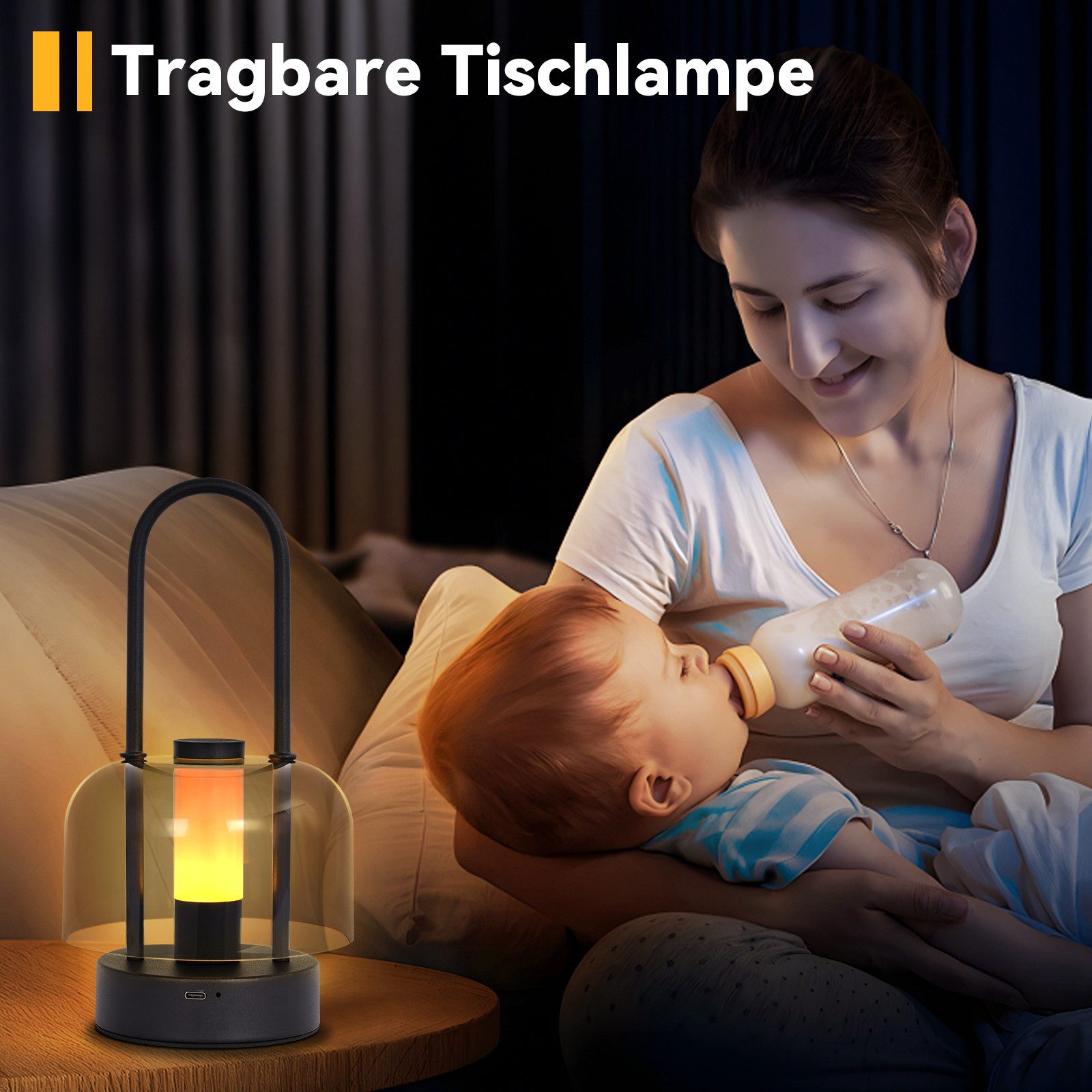 ZMH LED Tischleuchte Tischlampe Akku LED Tragbare Tischleuchte, TragbarTischlampe, ohne Leuchtmittel, Kabellos Nachttischlampe Dimmbare 1800K-6500K – Bild 5 von 5
