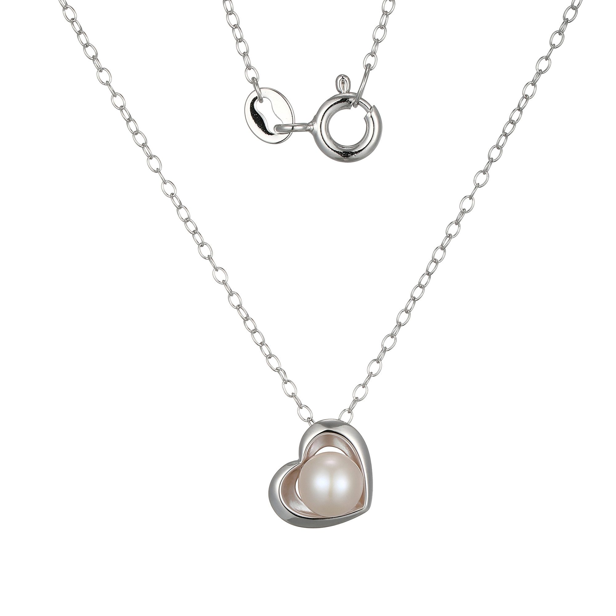 Silberkette Perle Herz Sterling Silber Halskette