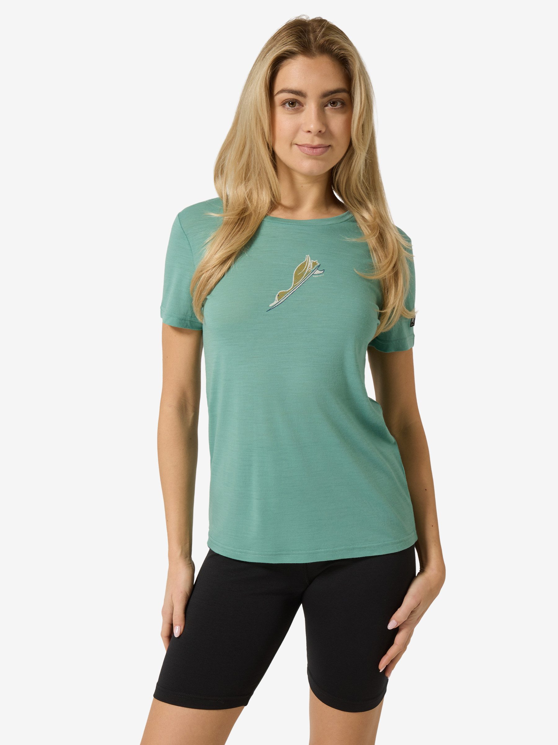 SUPER.NATURAL T-Shirt für Damen,Merino W DUCK DIVE TEE mit Tier-Motiv, atmungsaktiv
