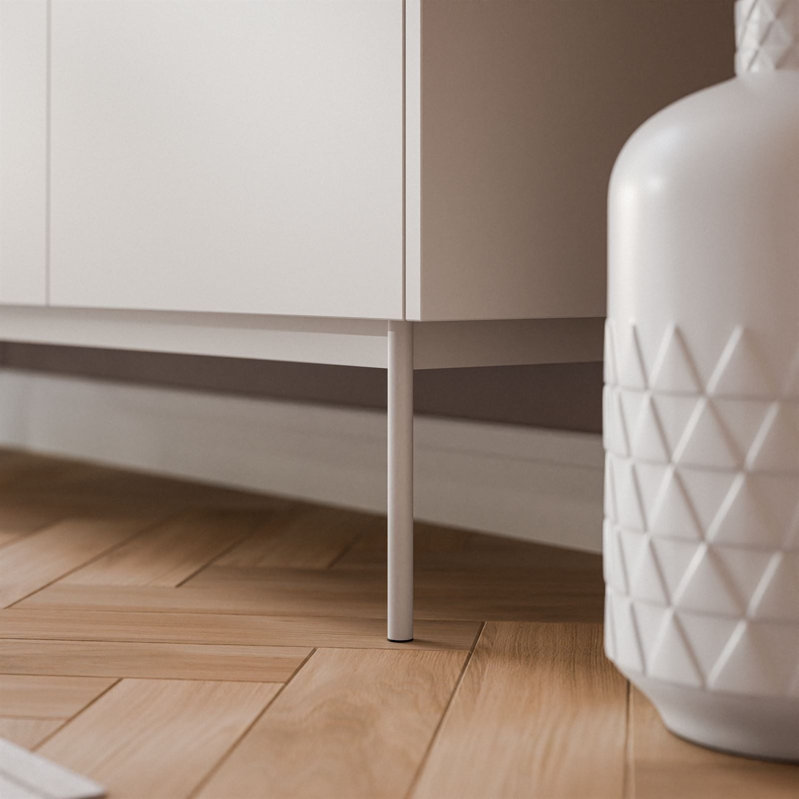 ALLHOUSE24 TV-Schrank LINEA Eiche 144 cm Breite TV Lowboard Metall Füße Unterschrank Breite 144 cm