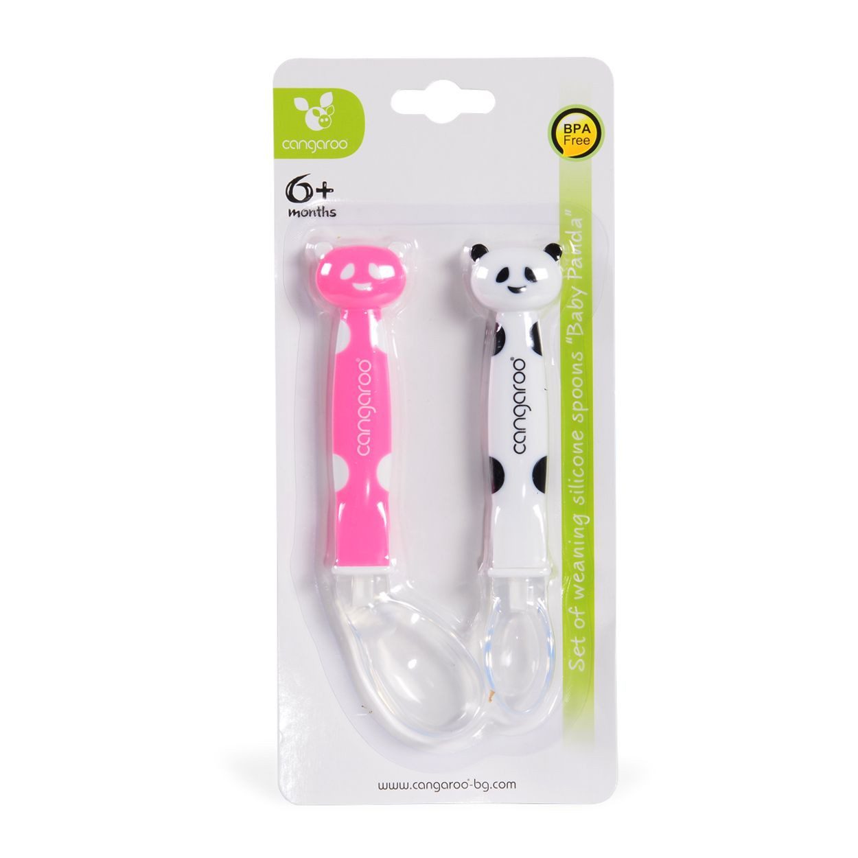 Moni Kinderlöffel 2 Stück Babylöffel Panda F1607, Silikon, PP, ab 6 Monate, langer Griff