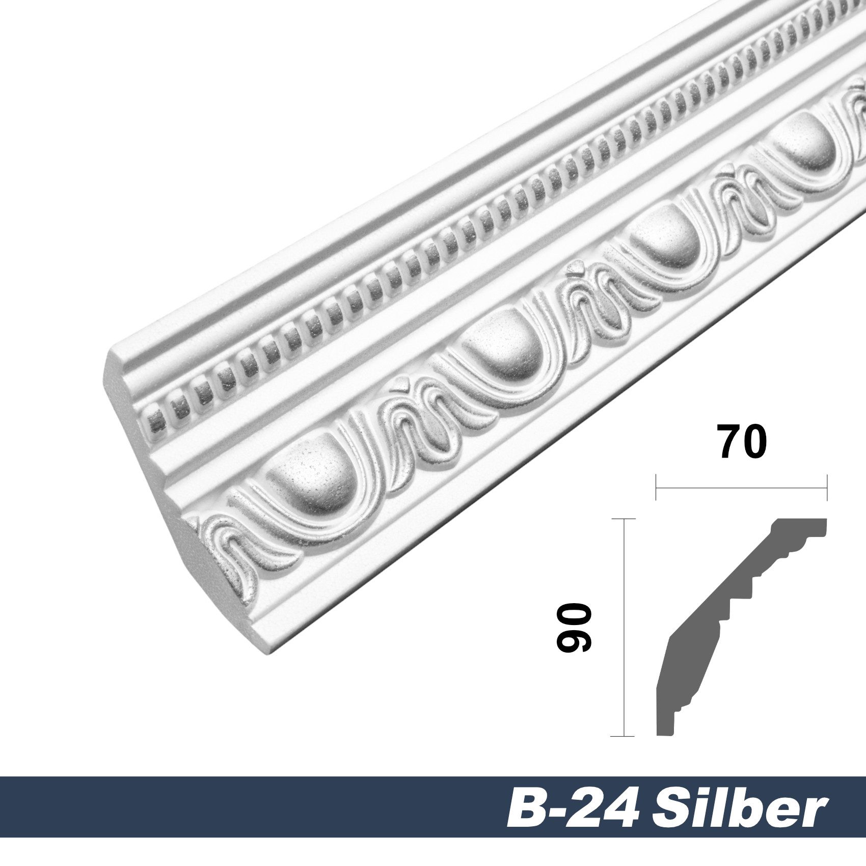 marbet design Stuckleiste B-24 silber, 2 günstig online kaufen