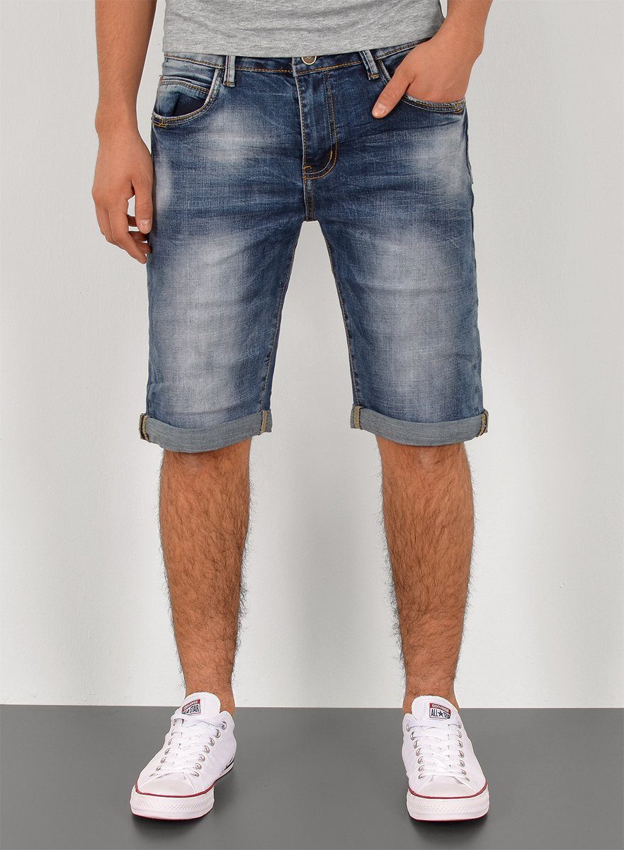 ESRA Jeansshorts A363 Herren Herren Destroyed Capri im mit Hose, Jeans mit Waschung Herren Jeanshose Herrren Capri Große Pocket, Capri Straight Herren Jeans Größe, Stretch, Jeans Rissen bis Look, kurze Shorts / Übergröße Jeanshose Shorts, Plussize Jeans Blau Comfort Jeansshorts Shorts kurze Hose Hose mit mit AS431 Regular 5 Herren Herren