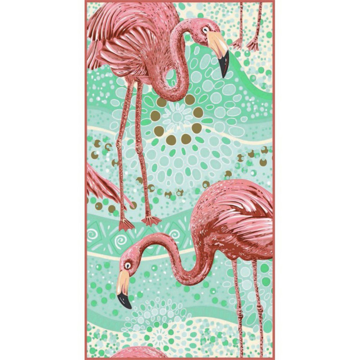 Ecarla pln Strandtuch Pink Flamingo Vintage XL Badetuch, mikrofaser, 70x150 cm